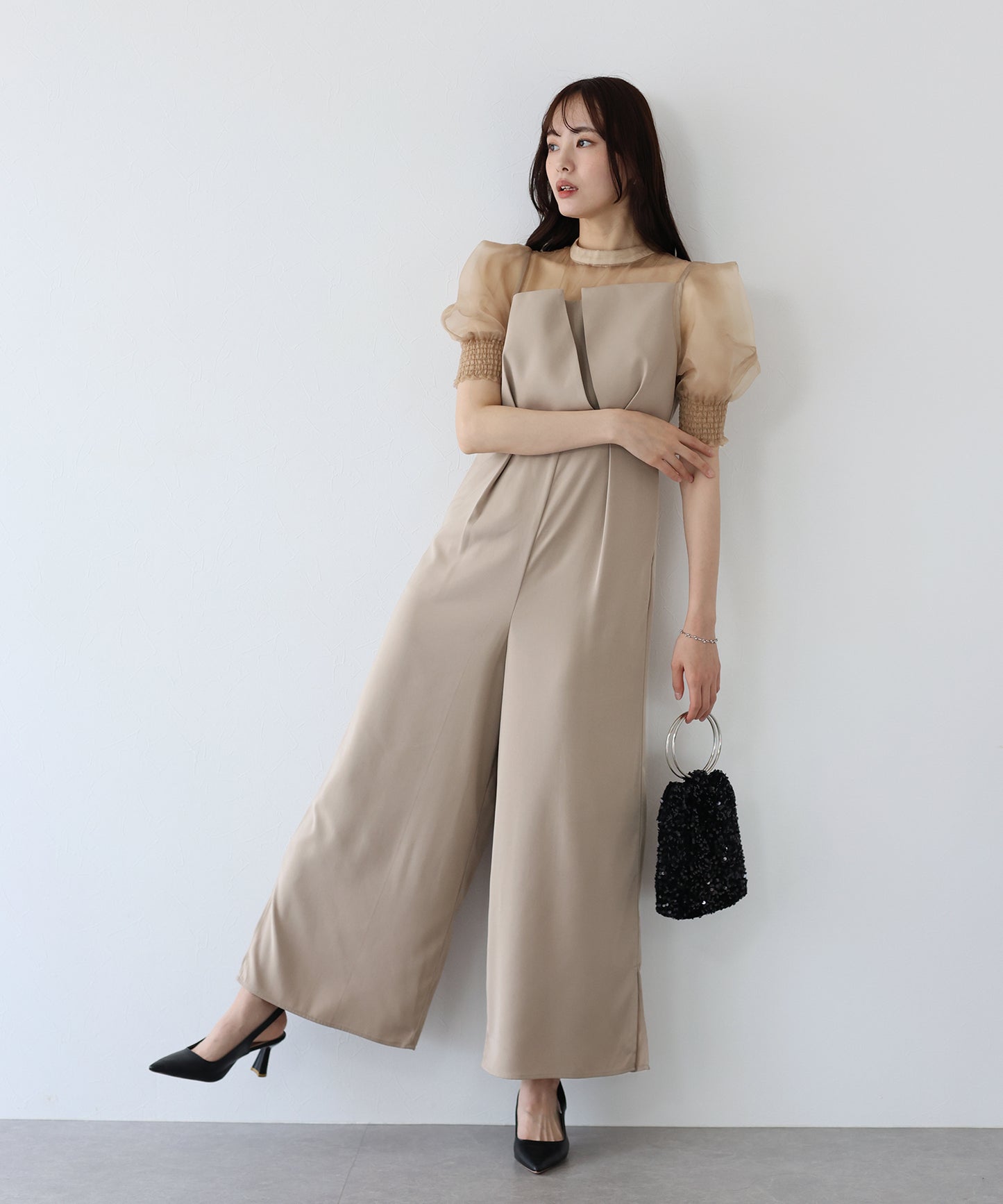 【TIME SALE】イレギュラーカットオールインワンパンツドレス