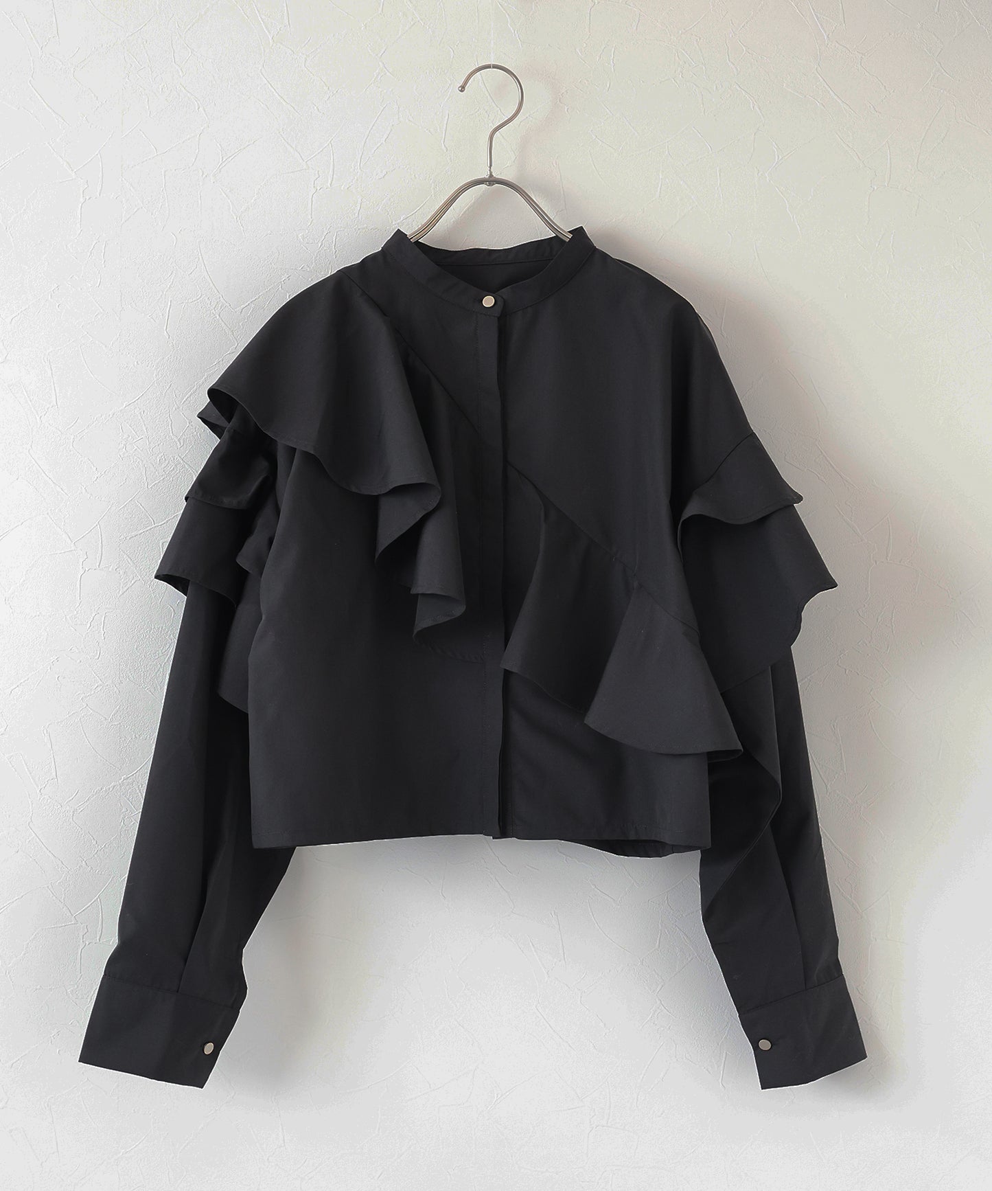 ショートアシメラッフルシャツ