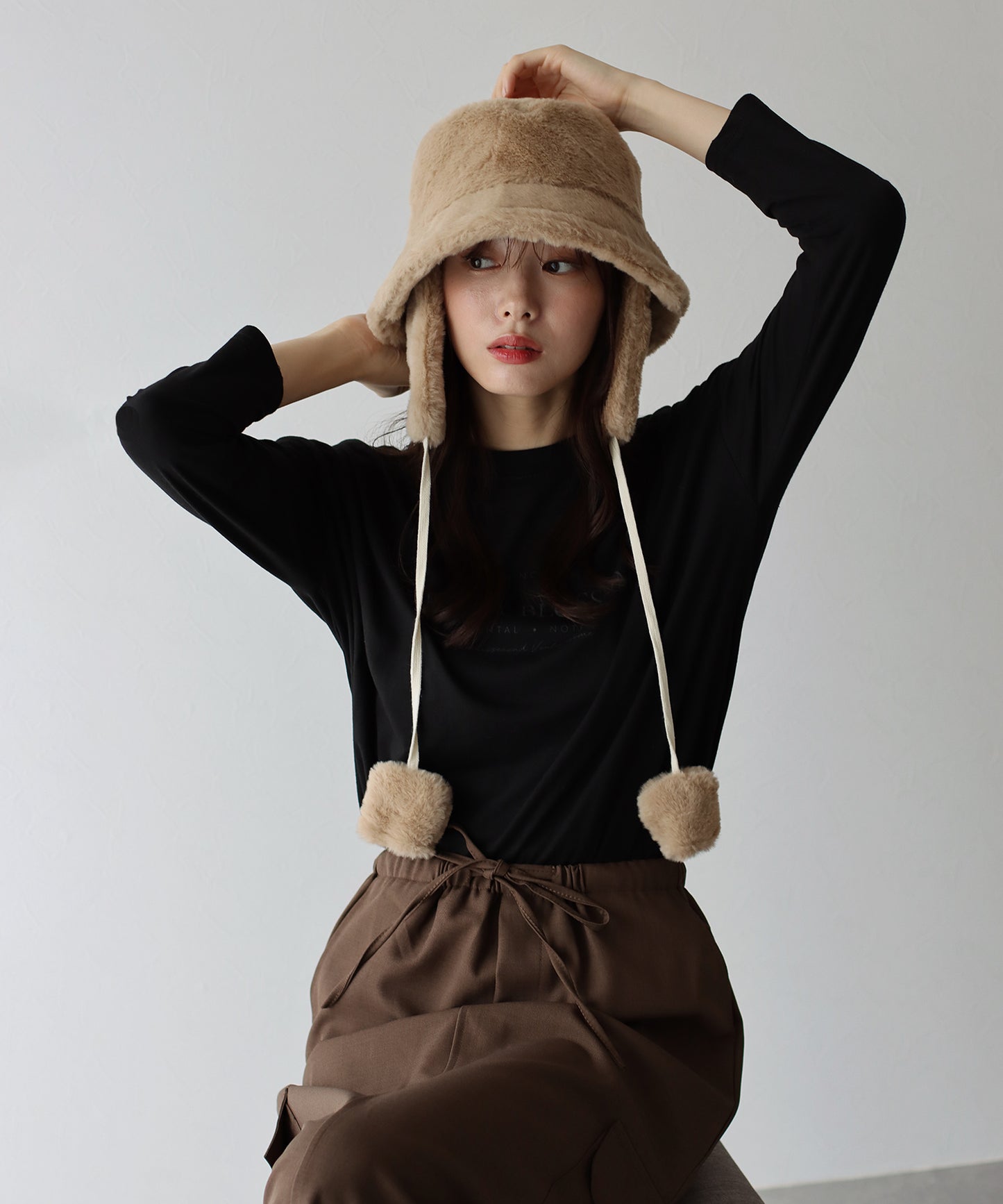 【TIME SALE】耳当て付き2WAYファーバケットハット