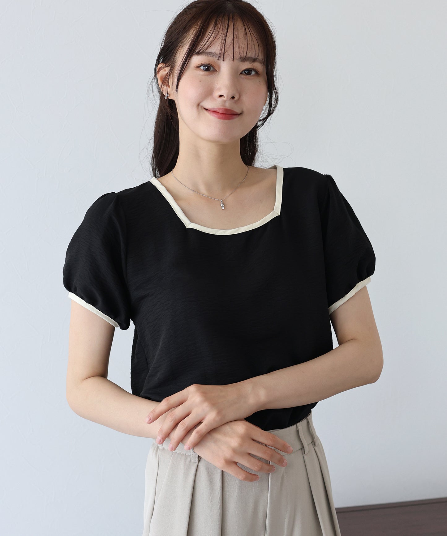 配色スクエアブラウス【ネコポス】