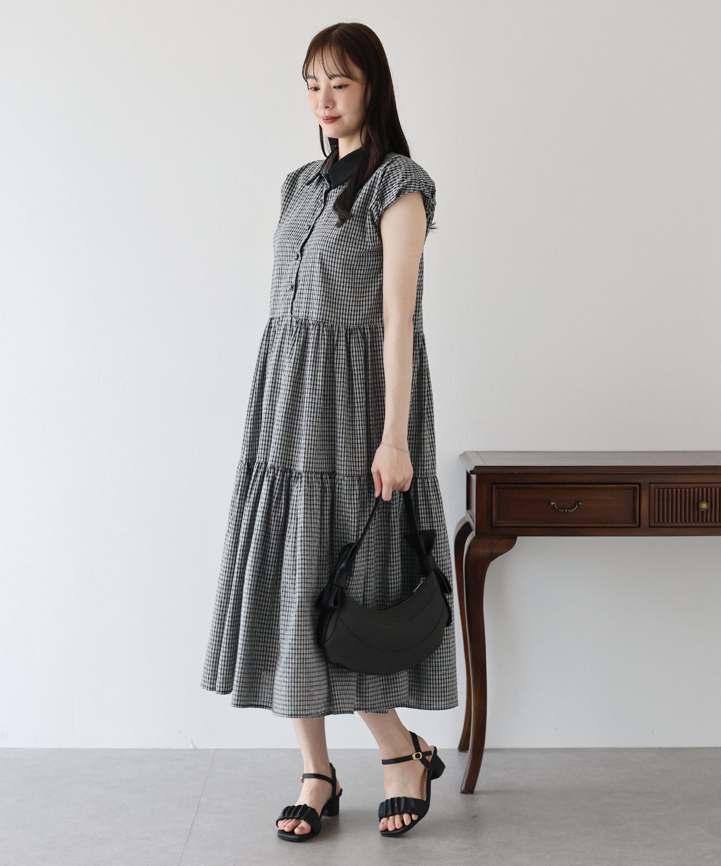 【TIME SALE】衿付きティアードワンピース