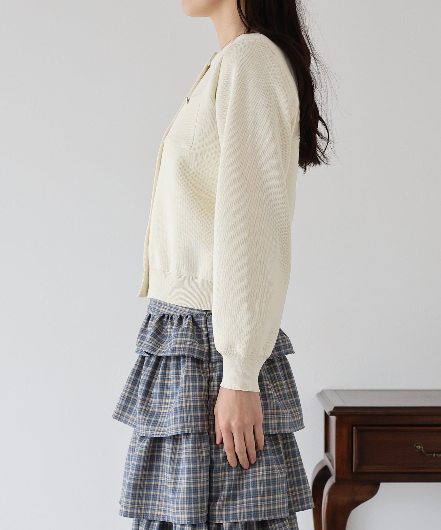【SALE】ぷっくりハートボタンポリニットカーディガン