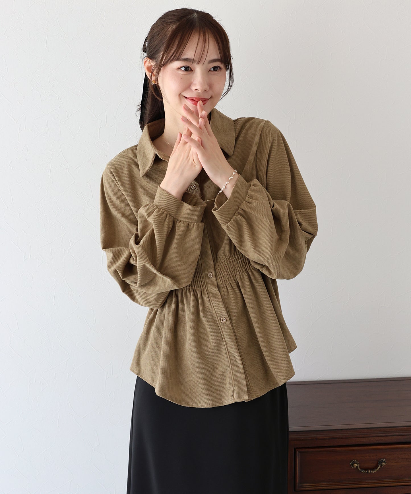 【TIME SALE】コーデュロイシャーリングブラウス【ネコポス】