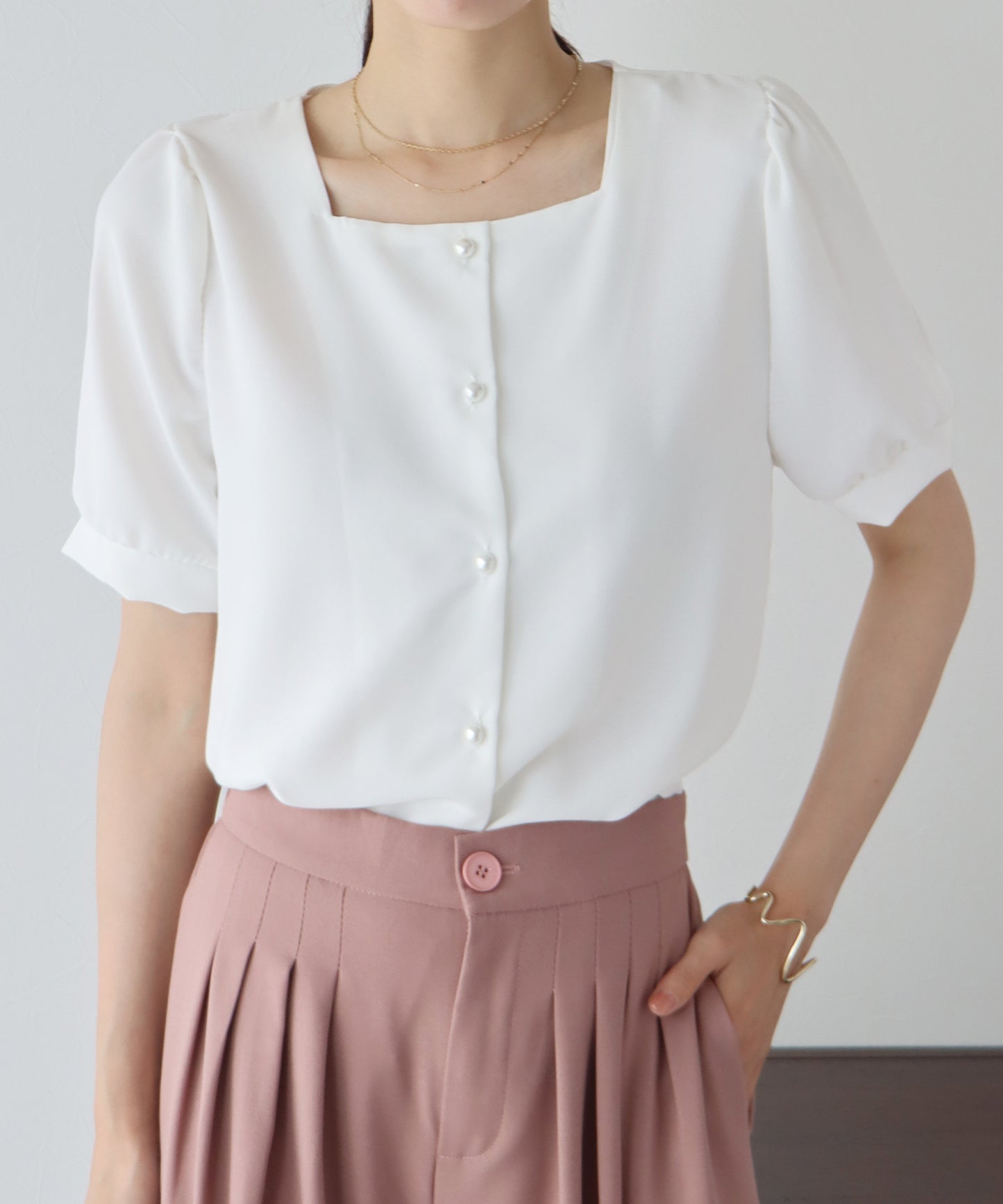 【TIME SALE】パールボタンブラウス【ネコポス】