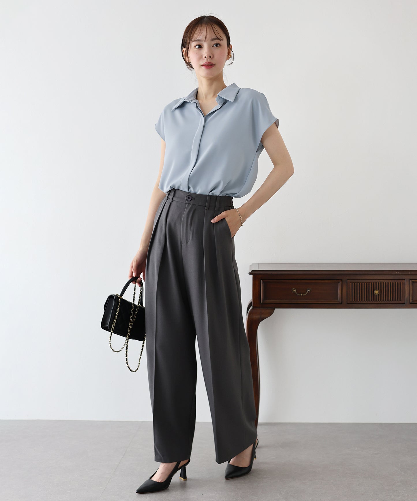 【TIME SALE】フレンチスリーブシャツ【ネコポス】