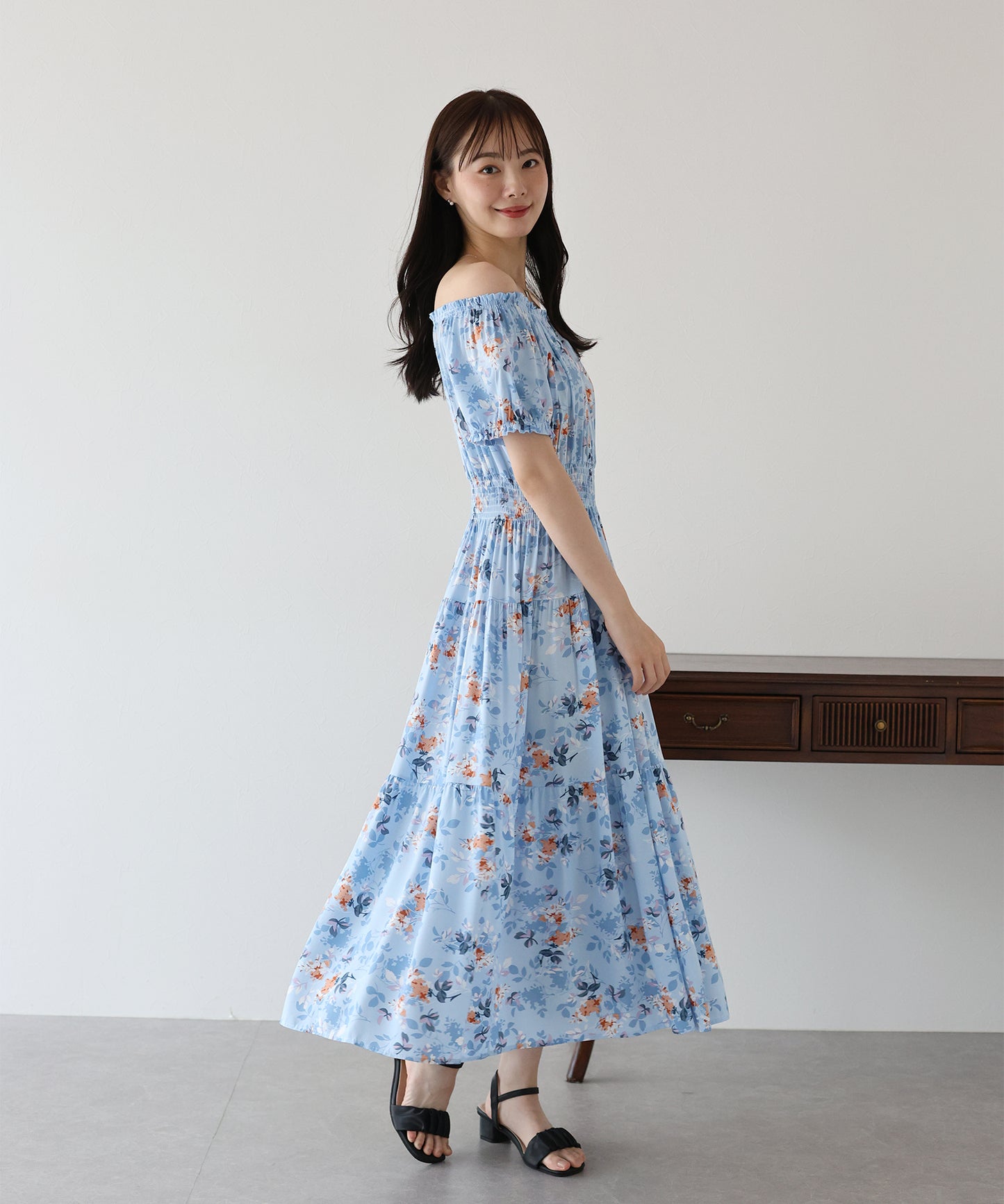 【TIME SALE】アソート柄2WAYオフショルワンピース