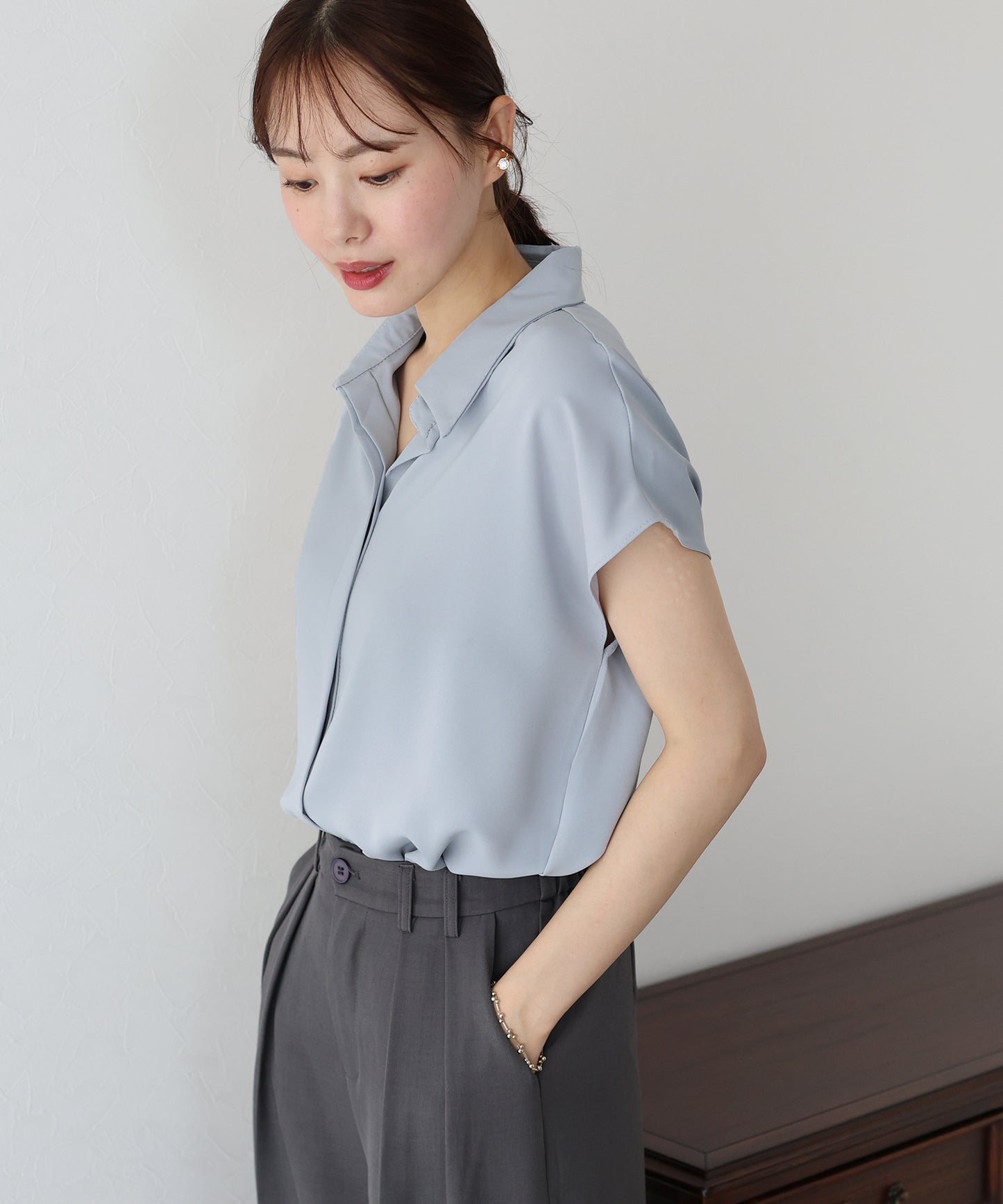 【TIME SALE】フレンチスリーブシャツ【ネコポス】