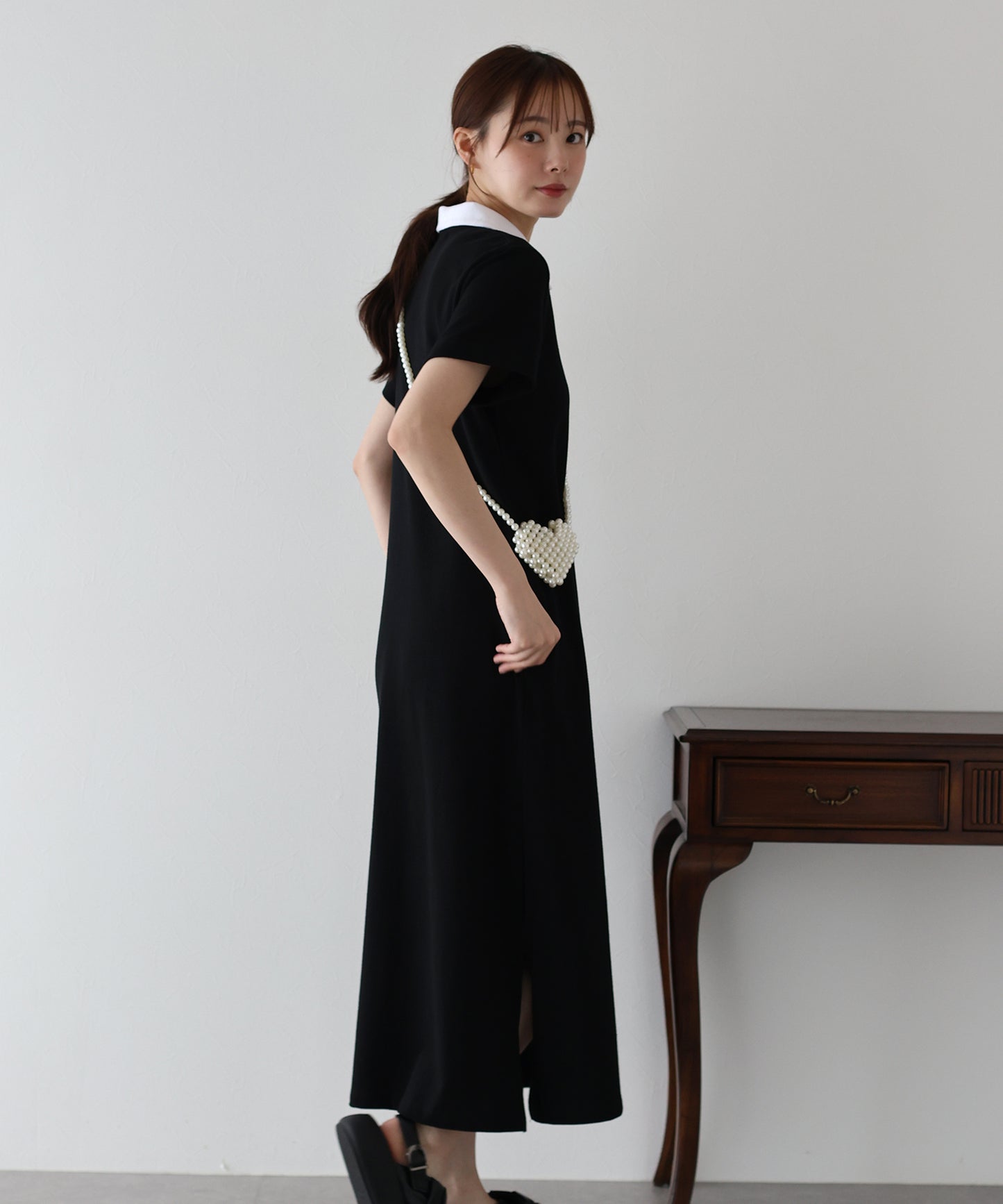 【TIME SALE】ハート刺繍ポロシャツワンピース