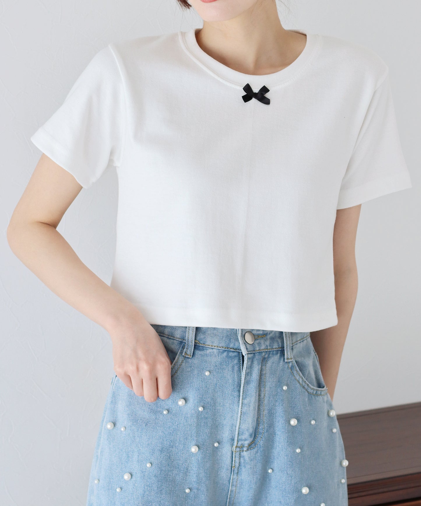 【SALE】プチリボン付きTシャツ【ネコポス】