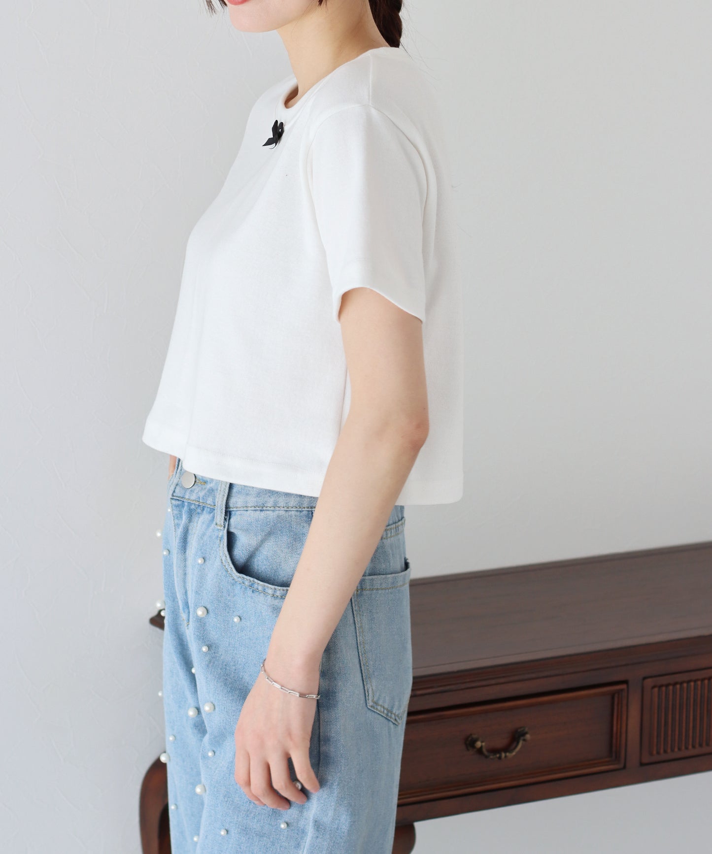 【SALE】プチリボン付きTシャツ【ネコポス】
