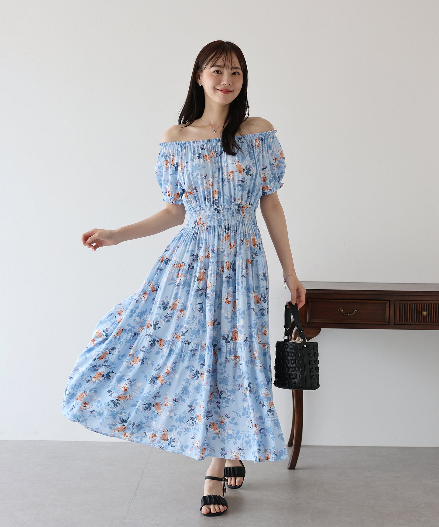 【TIME SALE】アソート柄2WAYオフショルワンピース