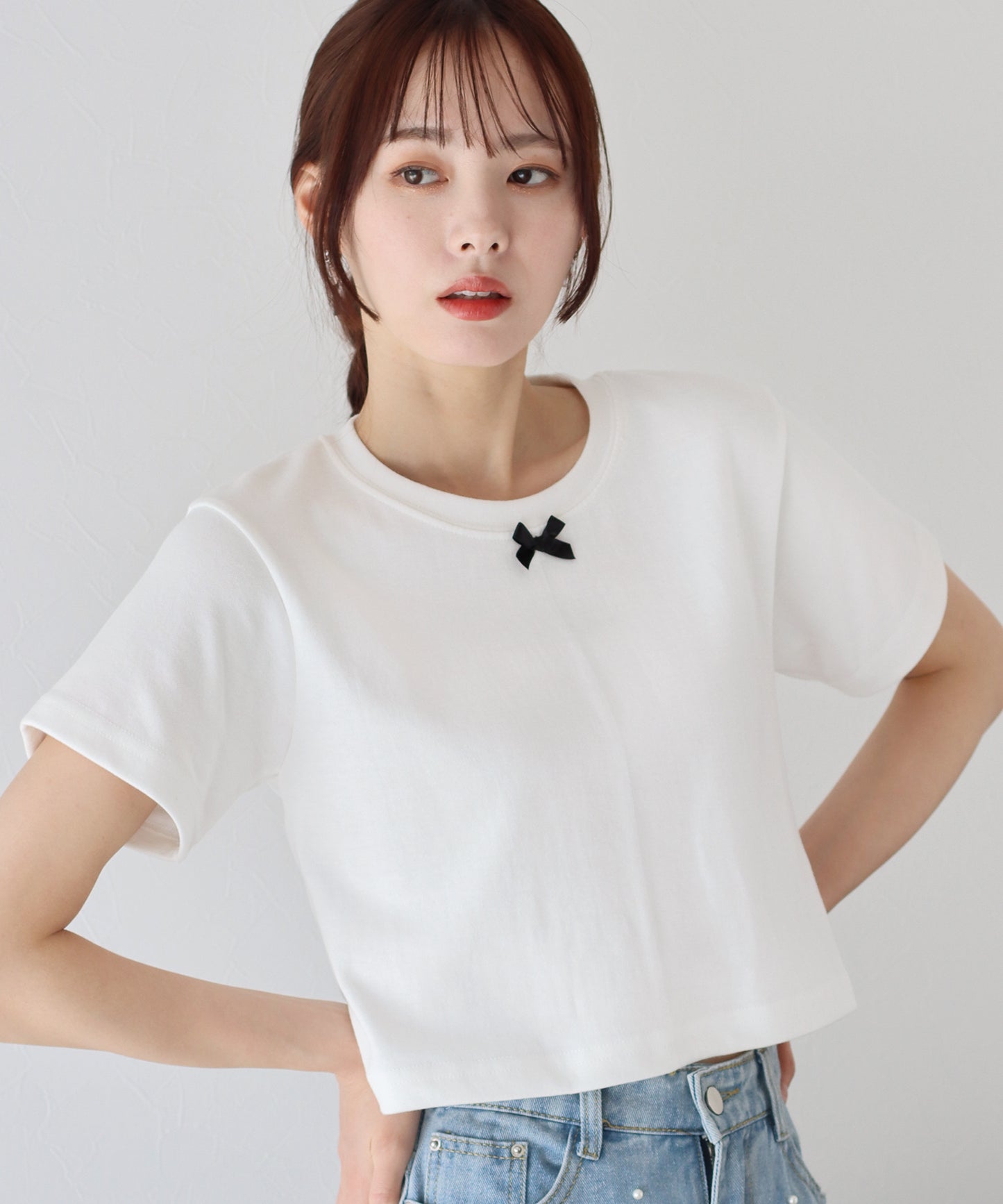 【SALE】プチリボン付きTシャツ【ネコポス】