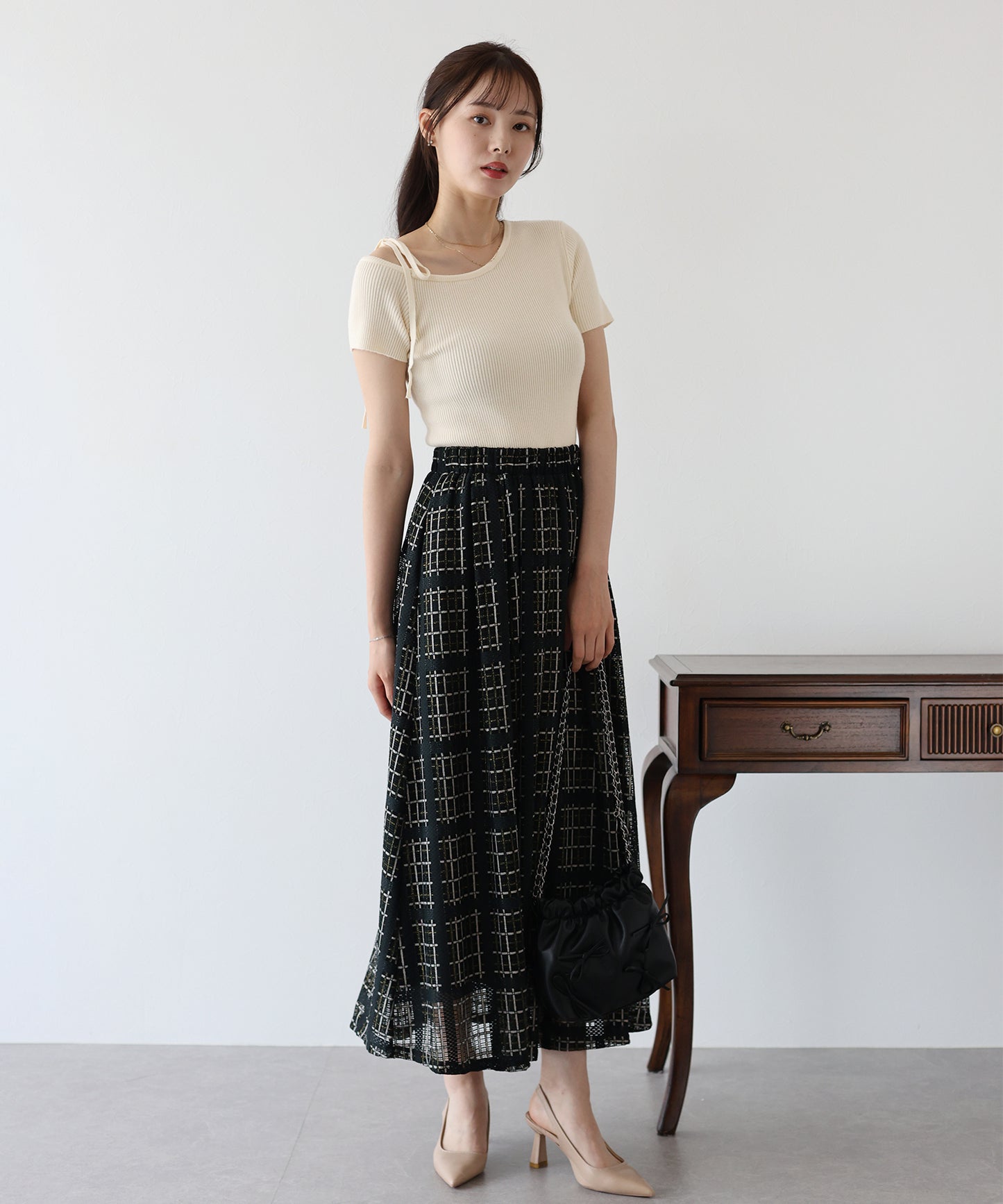 【SALE】ワンオフショルダーリボンニット【ネコポス】