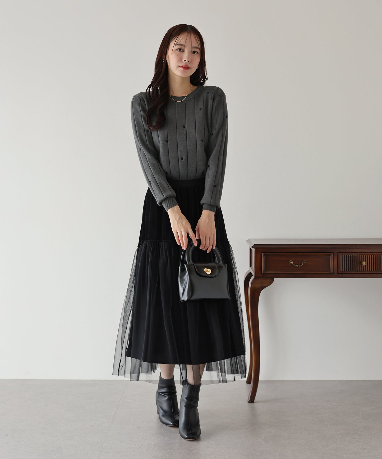 【SALE】チュールベロアティアードスカート