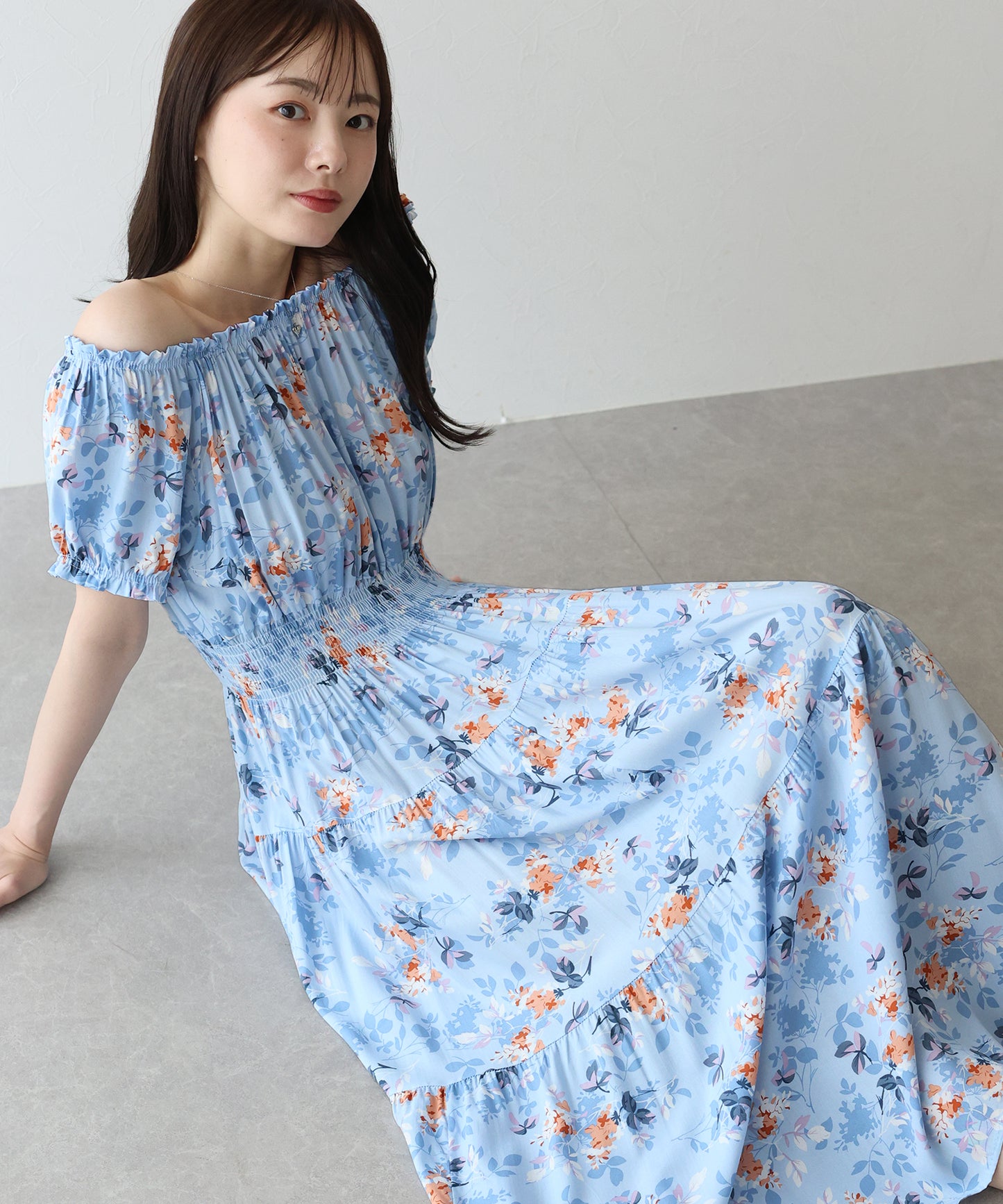 【TIME SALE】アソート柄2WAYオフショルワンピース