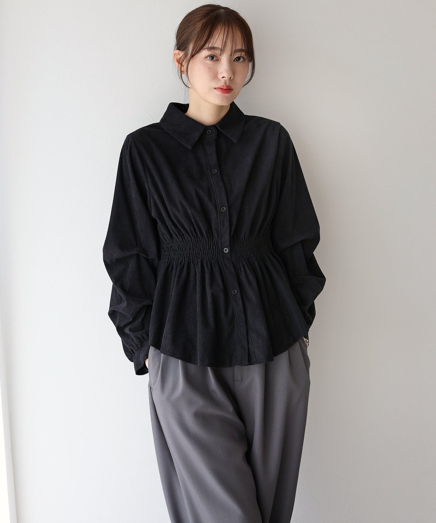 【TIME SALE】コーデュロイシャーリングブラウス【ネコポス】