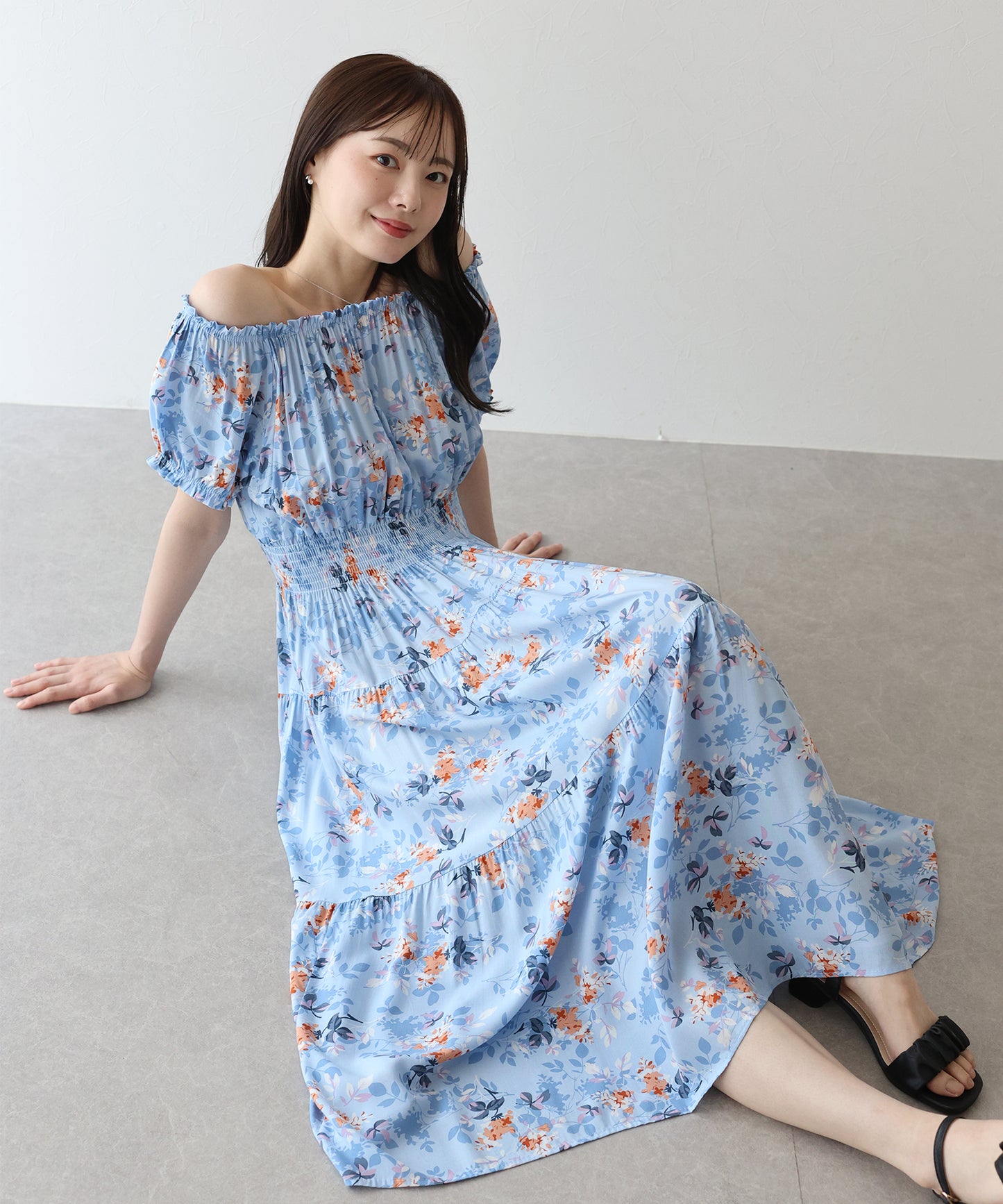 【TIME SALE】アソート柄2WAYオフショルワンピース