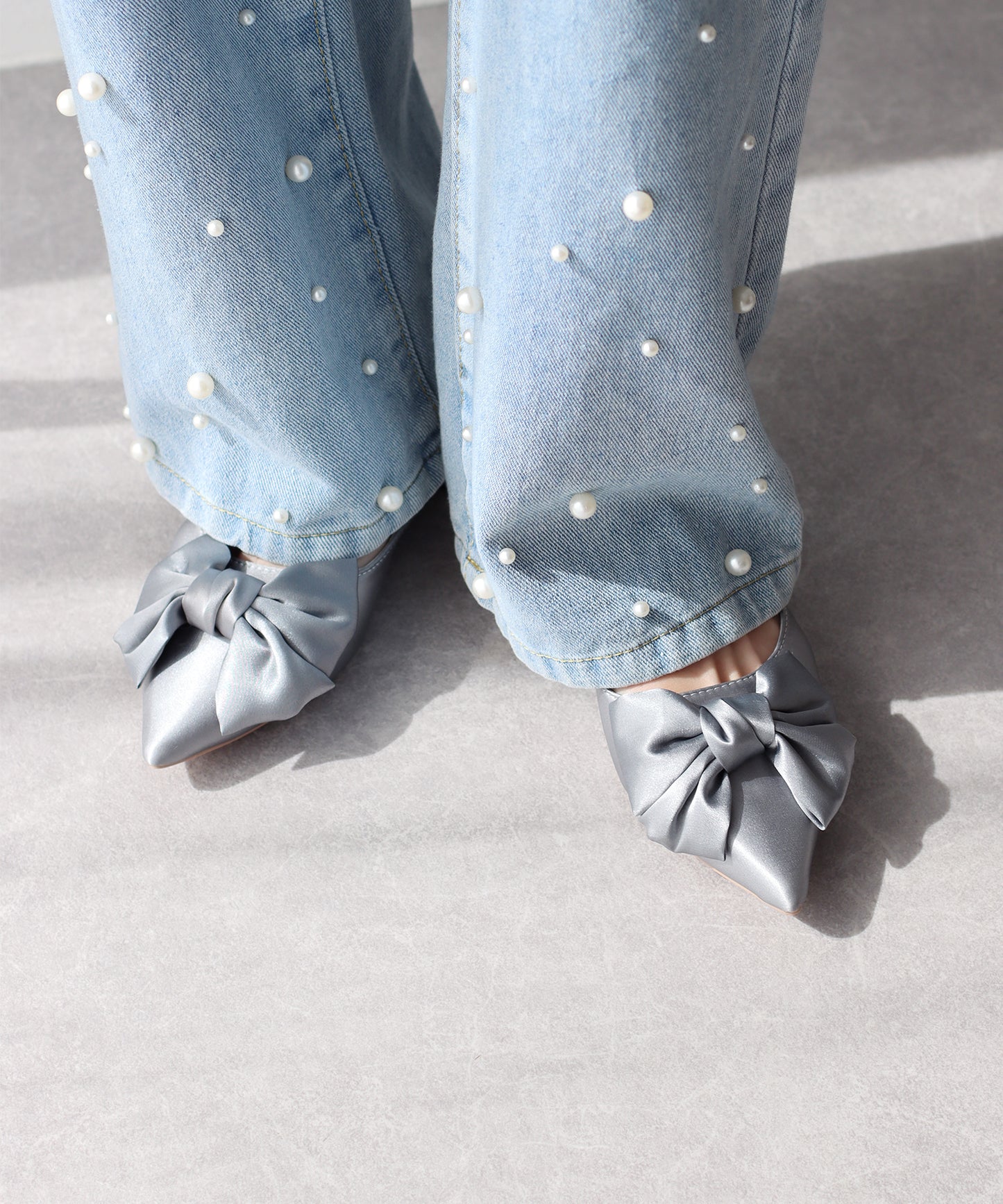【SALE】リボン付きバックストラップミュール