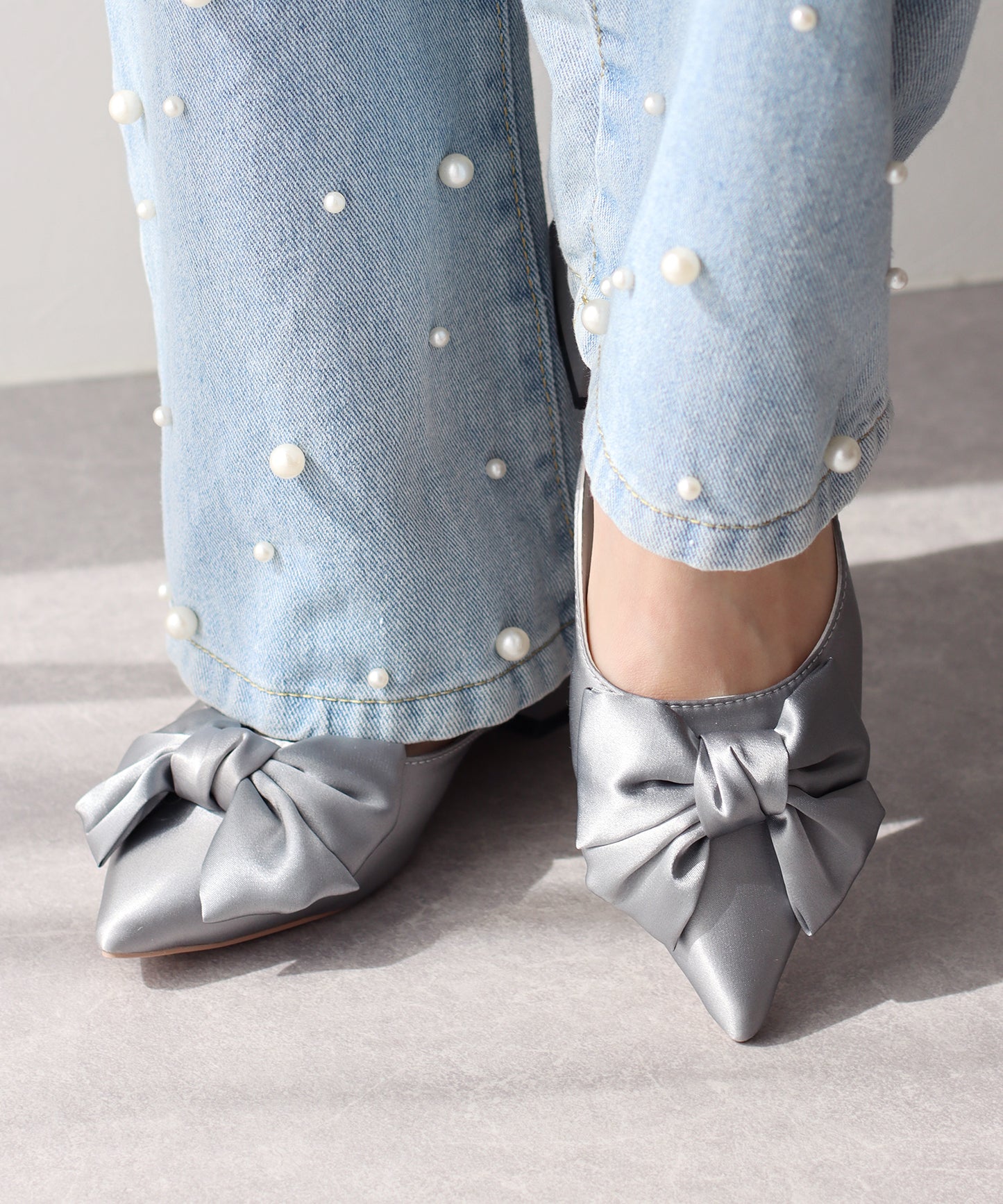 【SALE】リボン付きバックストラップミュール