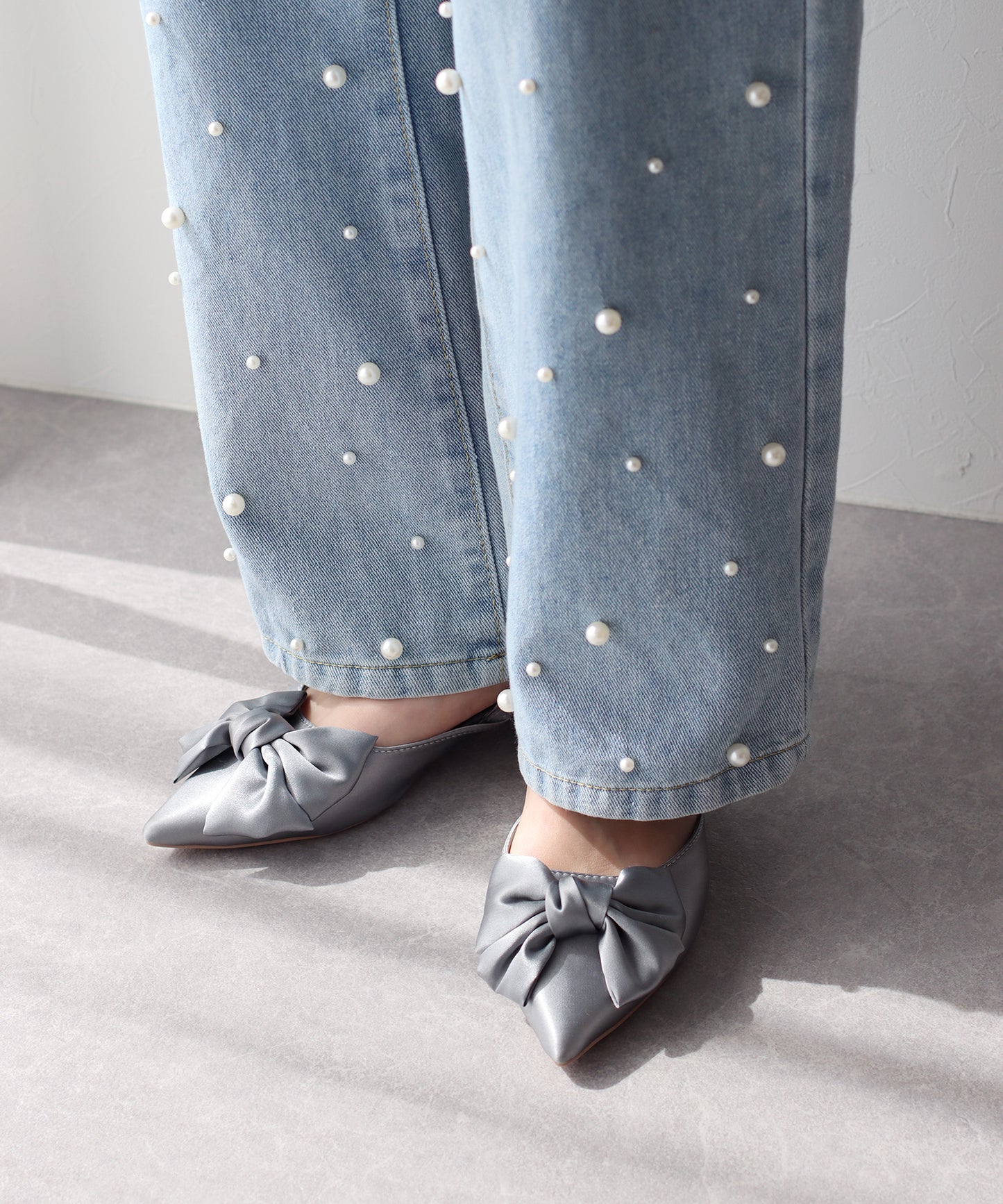 【SALE】リボン付きバックストラップミュール