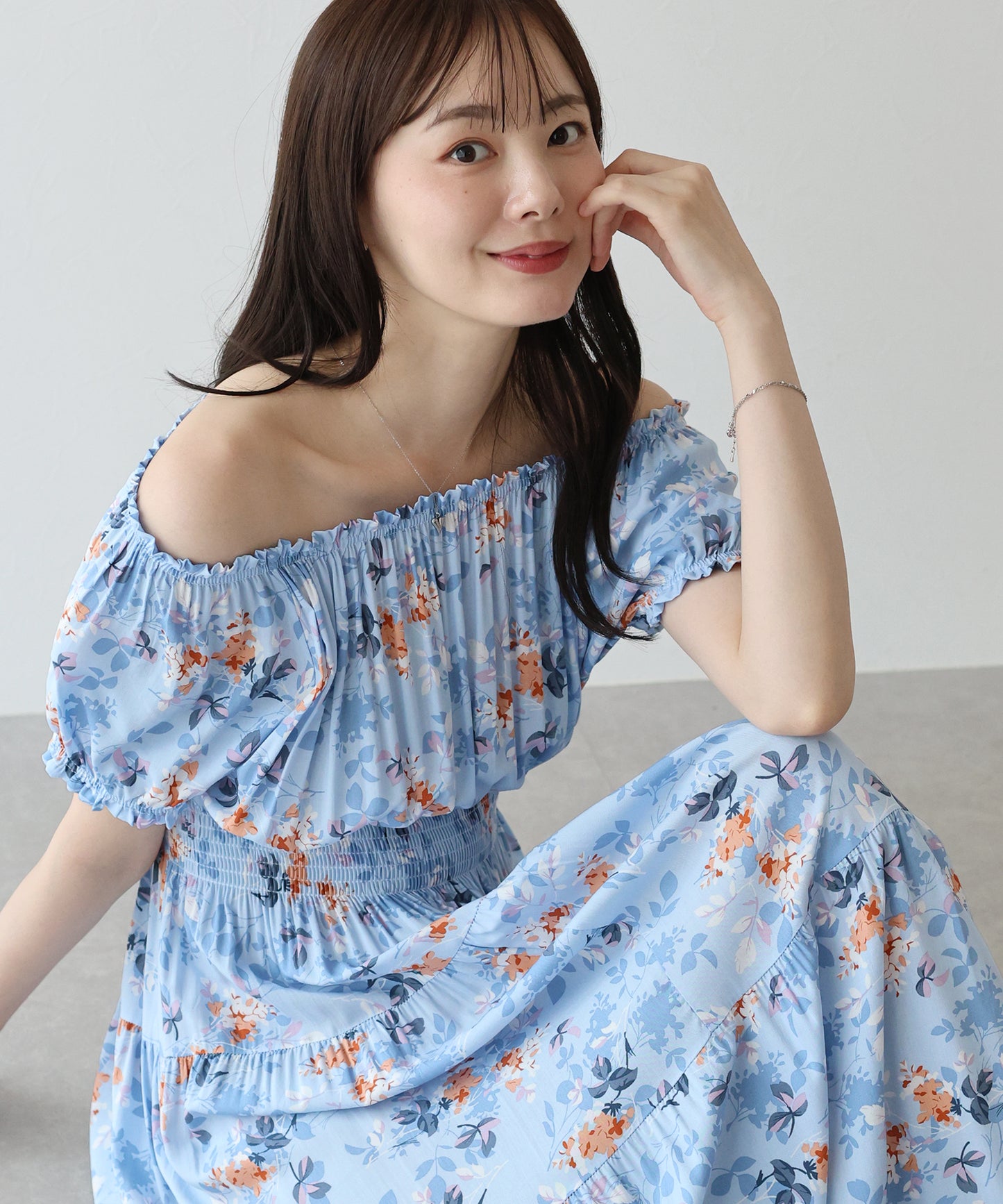 【TIME SALE】アソート柄2WAYオフショルワンピース