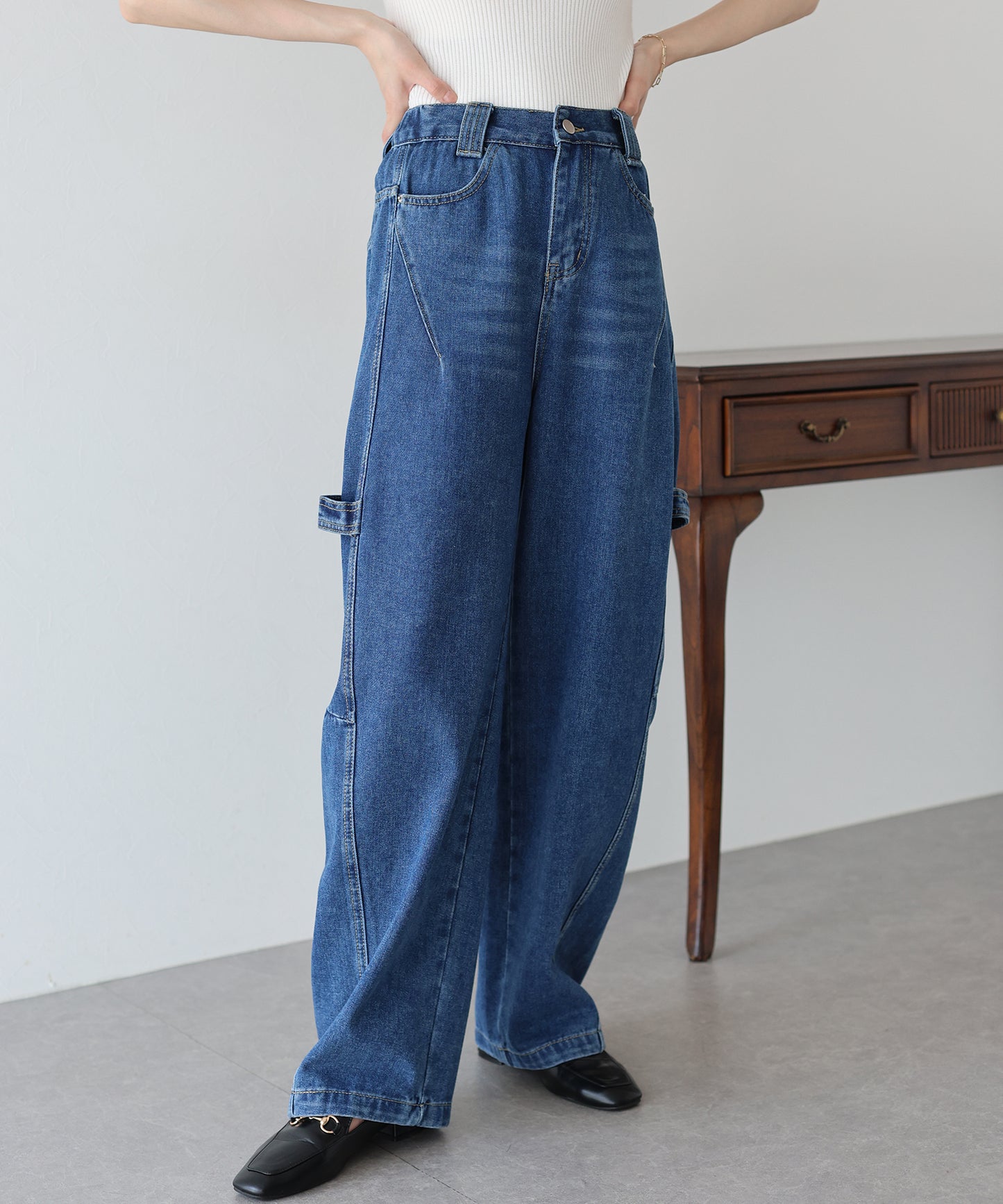 【新商品限定5%OFF(木)】バックゴムペインターカーブデニムパンツ