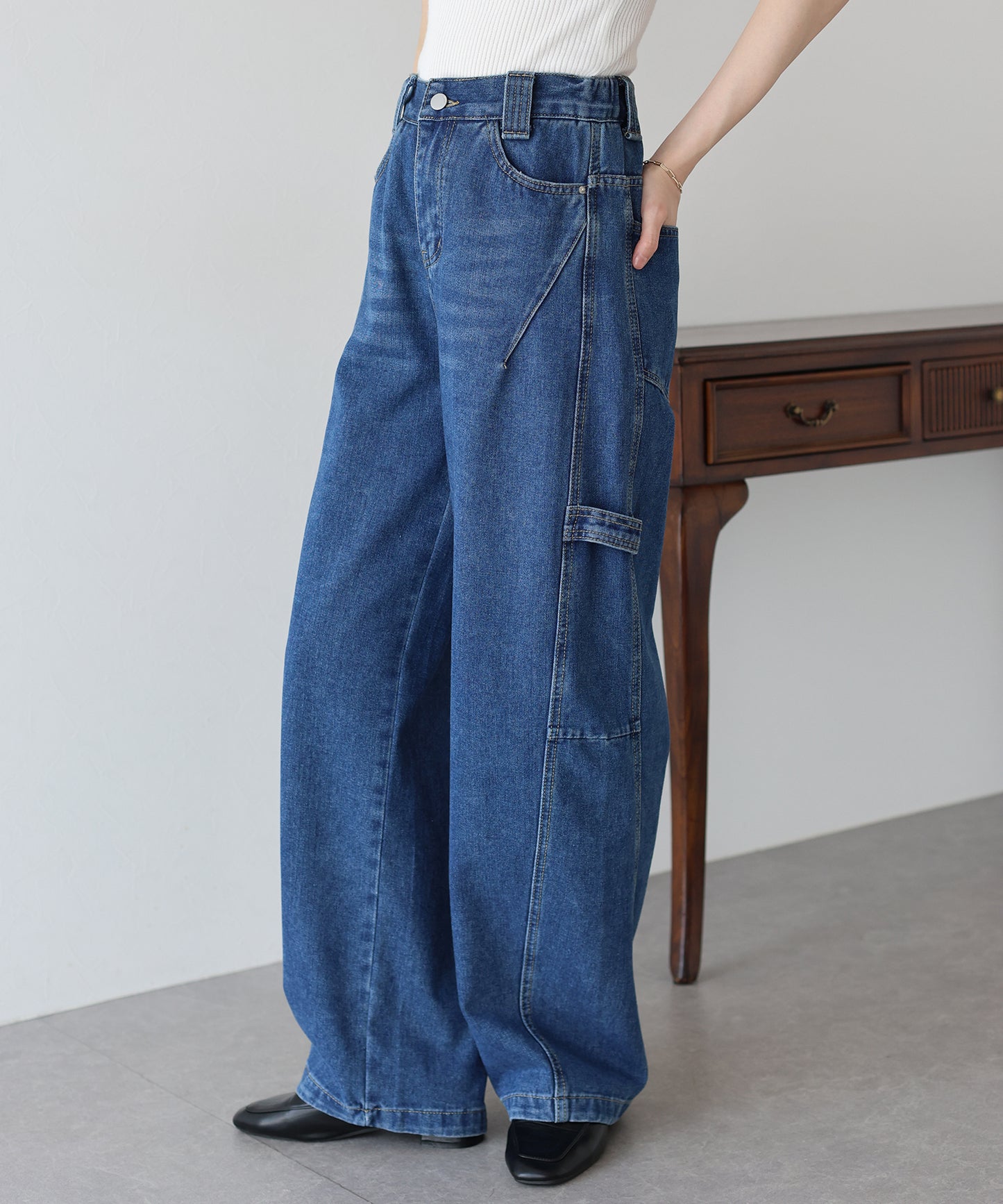 【新商品限定5%OFF(木)】バックゴムペインターカーブデニムパンツ