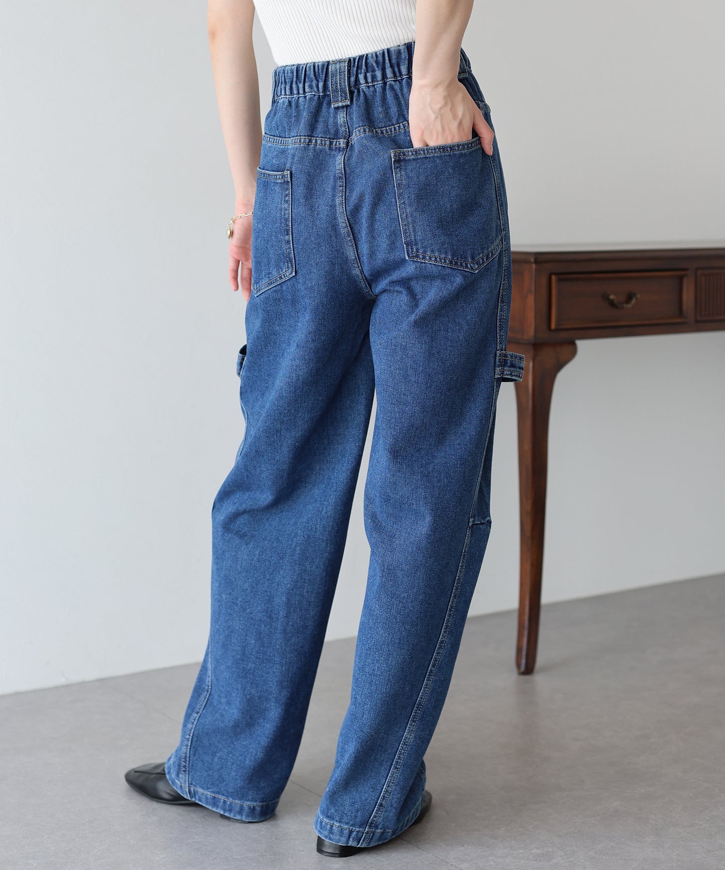 【新商品限定5%OFF(木)】バックゴムペインターカーブデニムパンツ