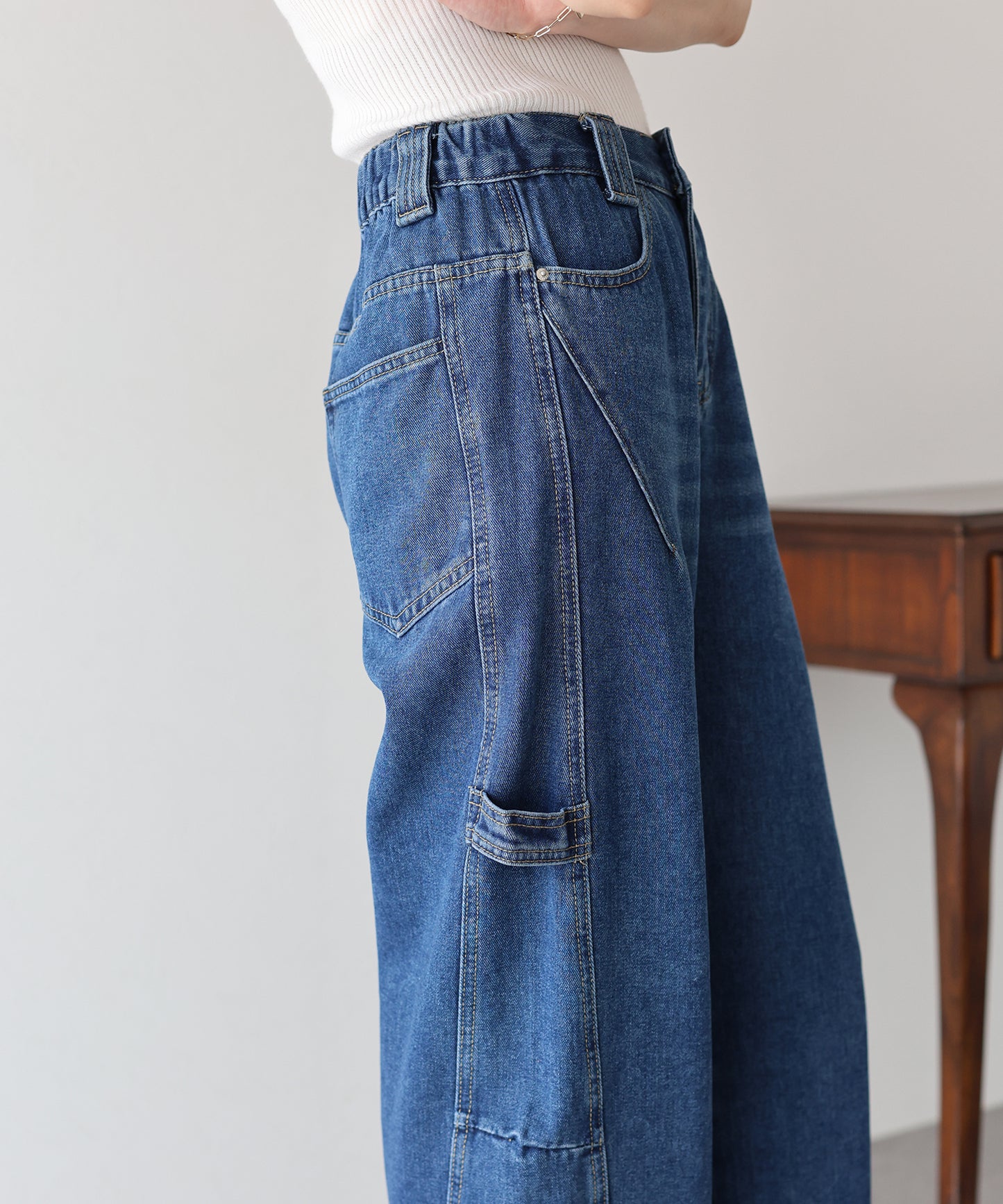 【新商品限定5%OFF(木)】バックゴムペインターカーブデニムパンツ