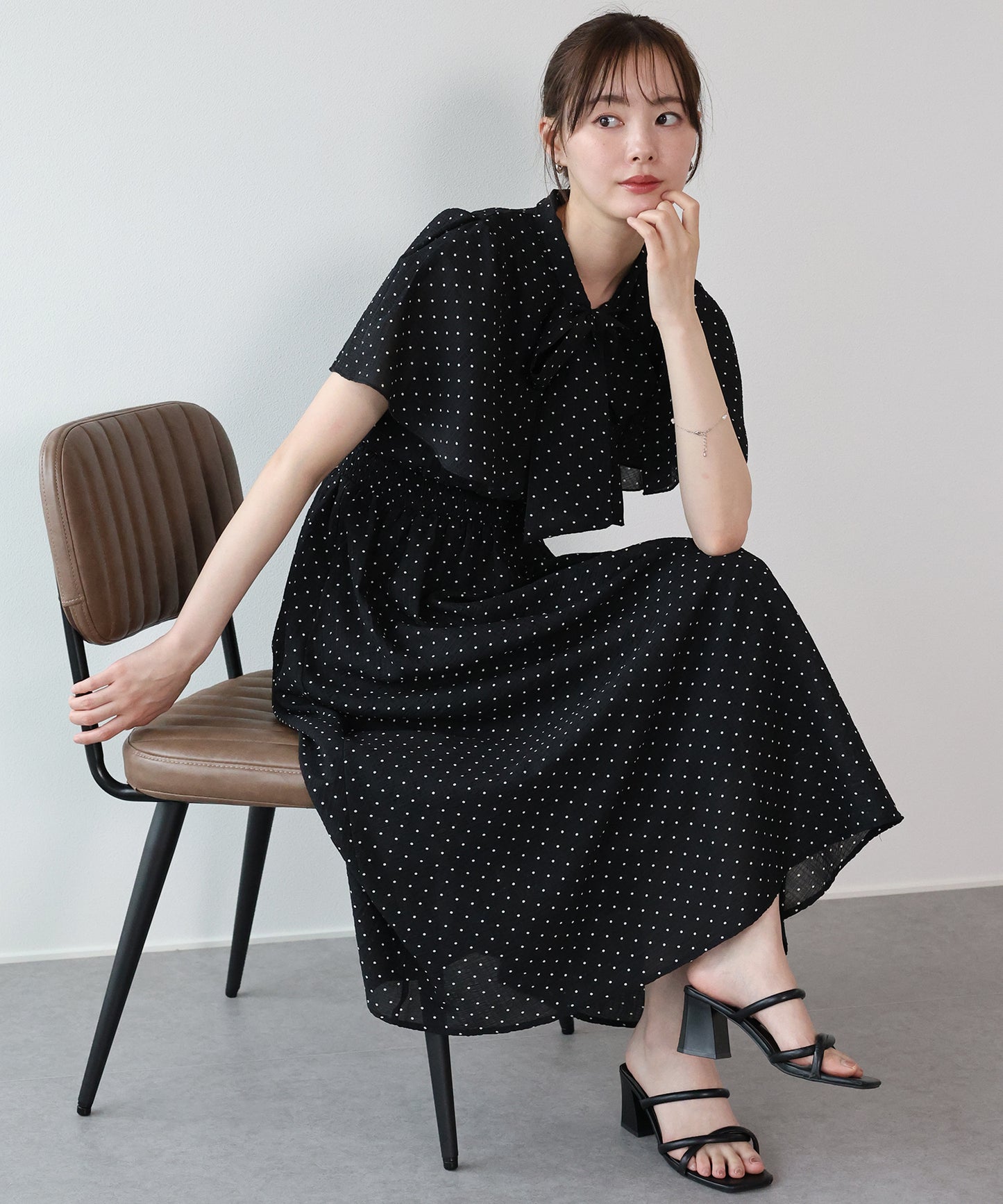 【早割5%OFF】フレアスリーブボウタイリボンワンピース