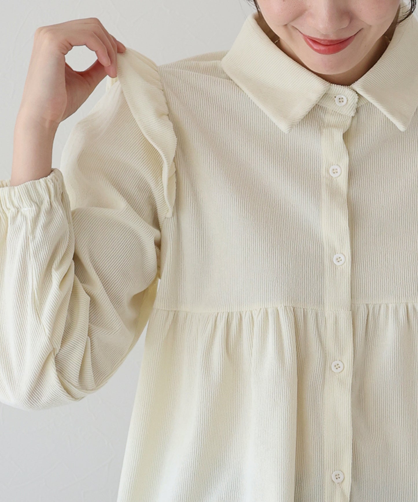【TIME SALE】コーデュロイペプラムブラウス【ネコポス】