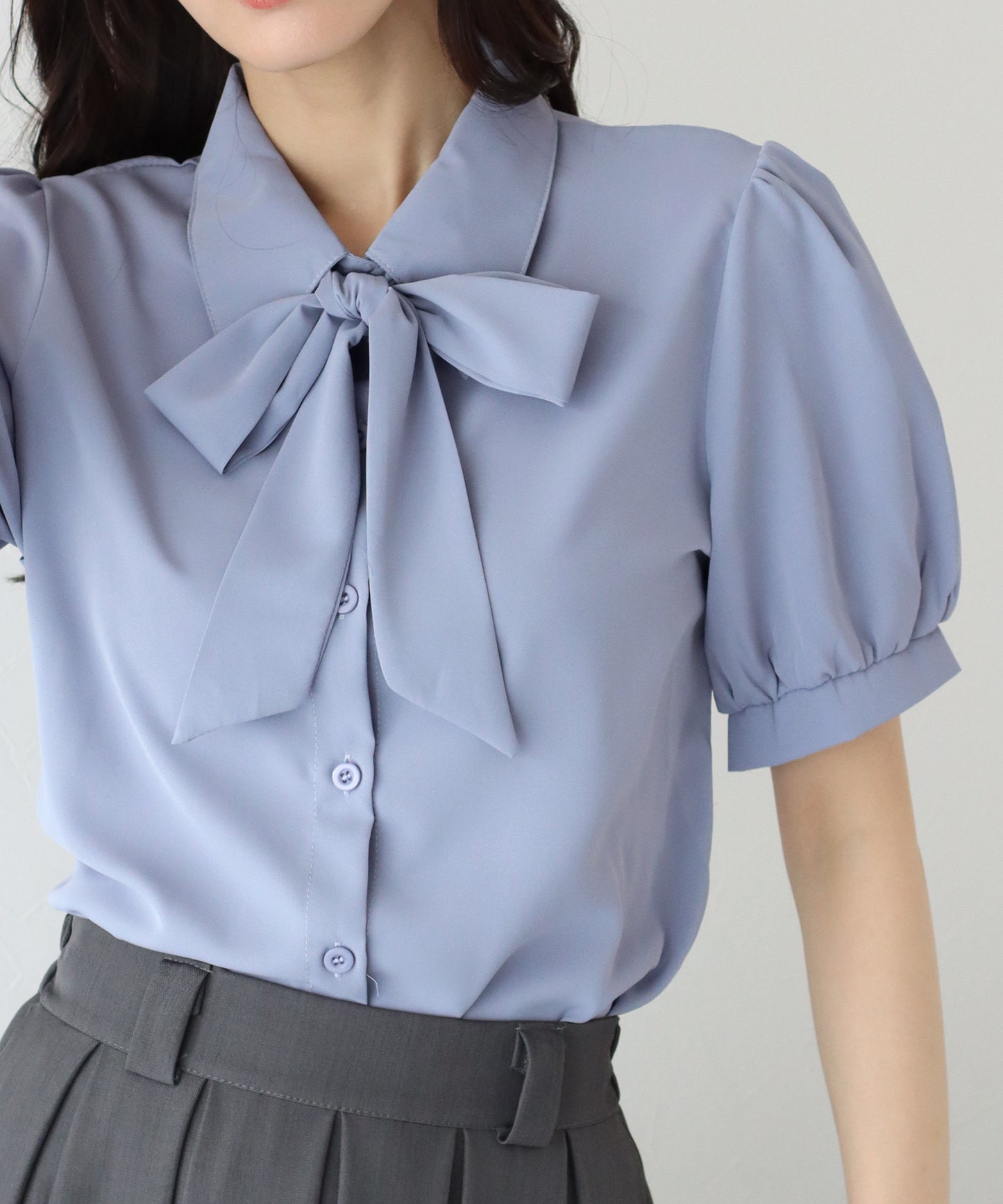 보우타이 리본 블라우스