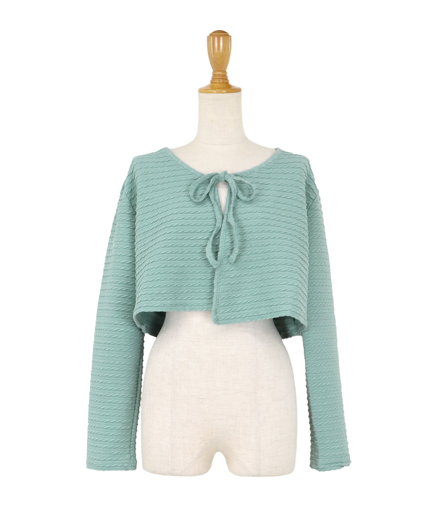 케이블 무늬 리본 가디건