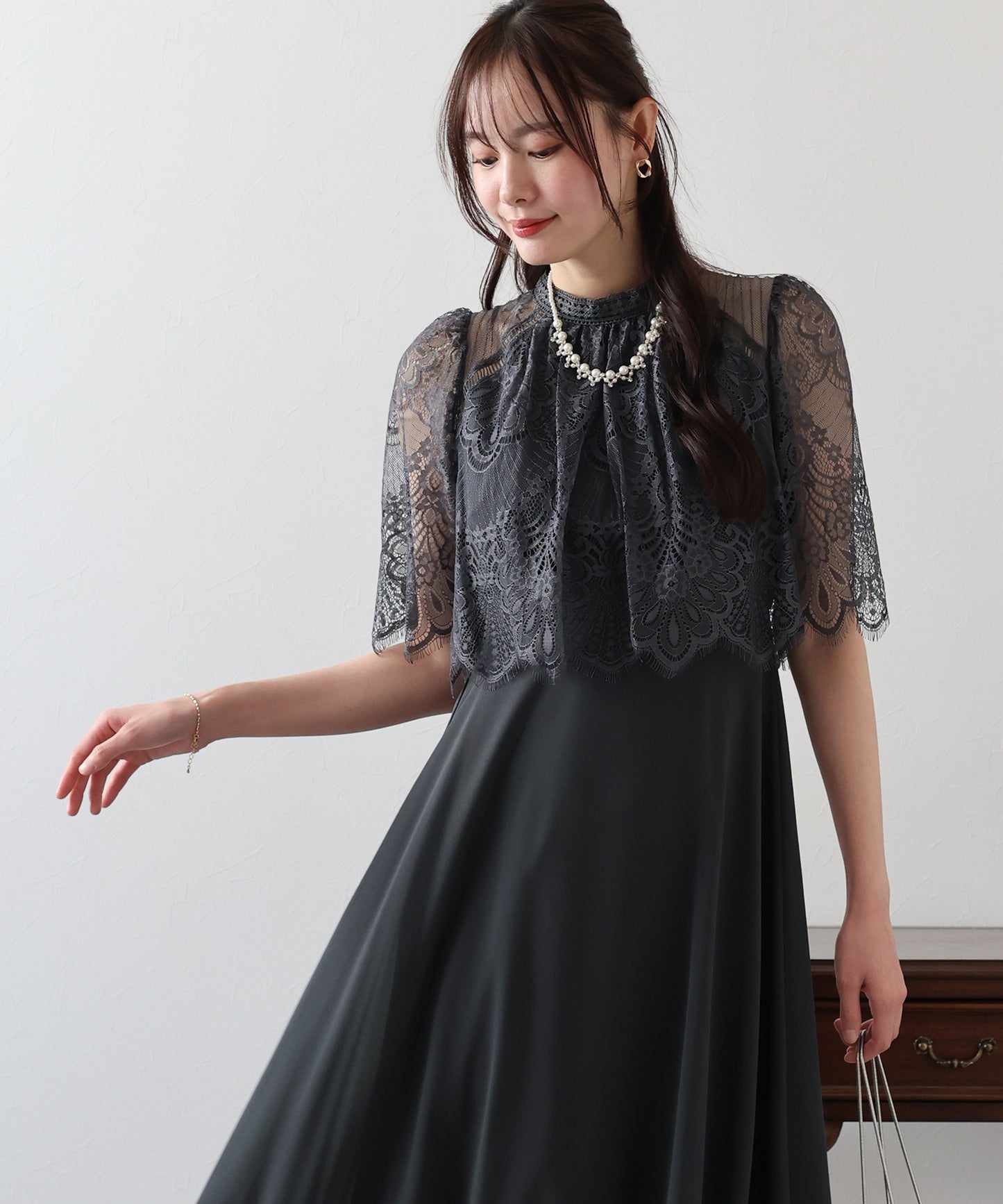 【TIME SALE】フレアレーススリーブフィッシュテールワンピース