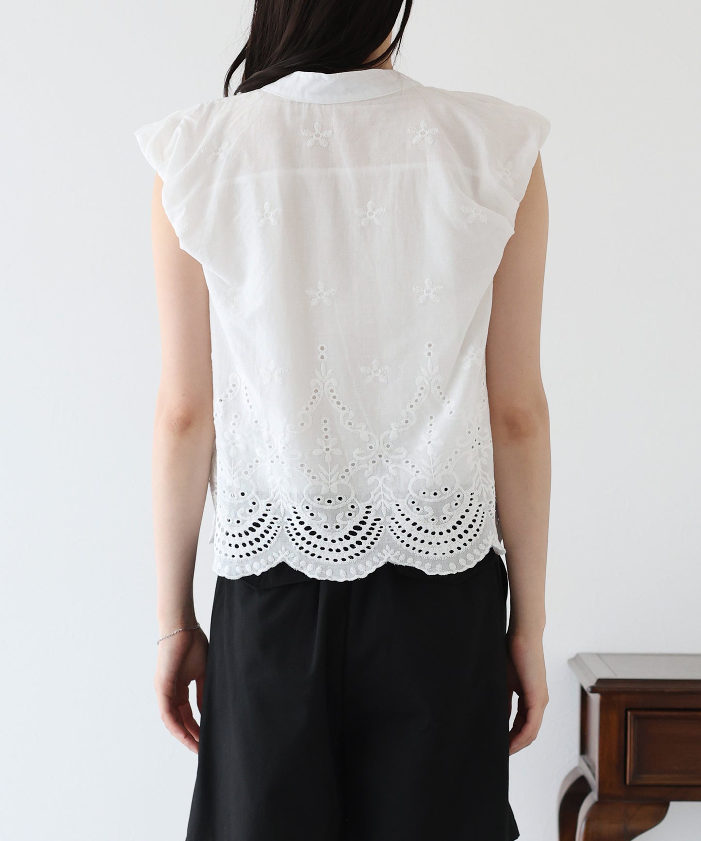 【SALE】バルーンショルダーコットンレースブラウス【ネコポス】