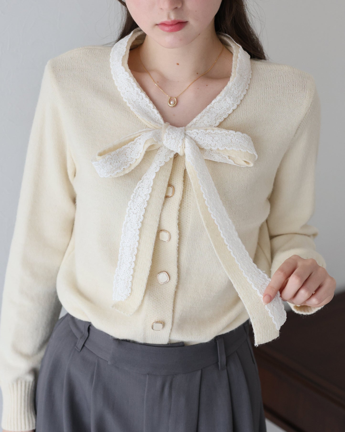【早割5%OFF】レースリボンカーディガン