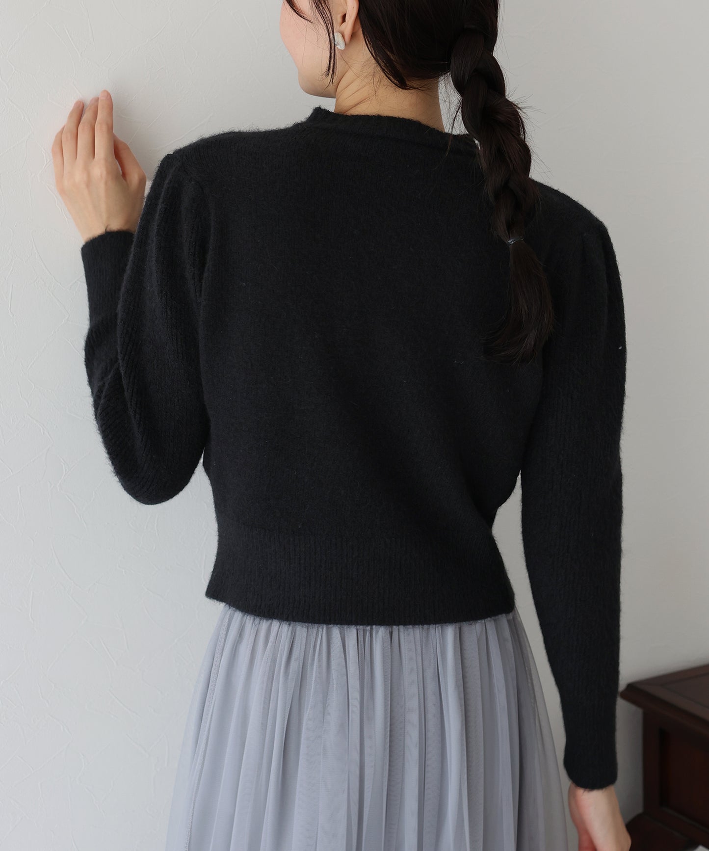 【SALE】リボン付きパールボタンカーディガン