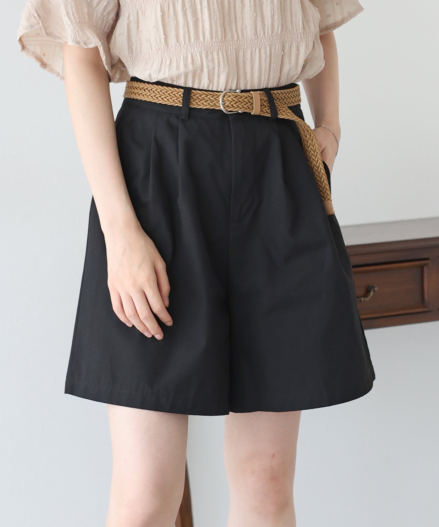 【SALE】メッシュベルト付きハーフパンツ