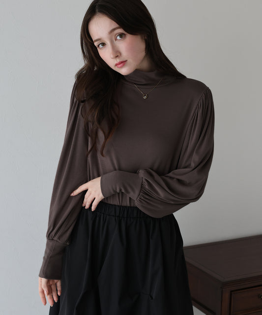 パフスリーブハイネックカットソー【ネコポス】