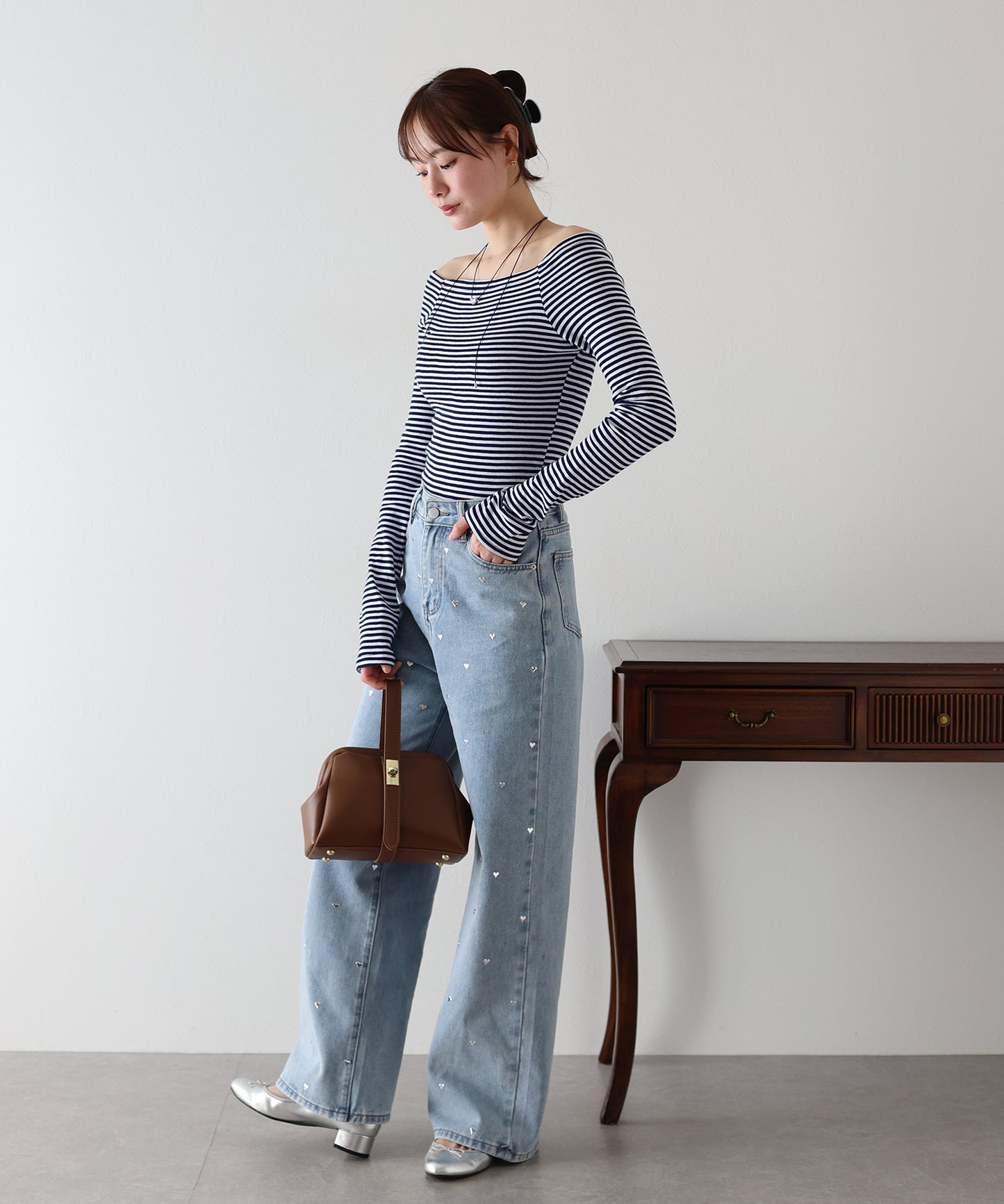 オフショルボーダーTシャツ【ネコポス】