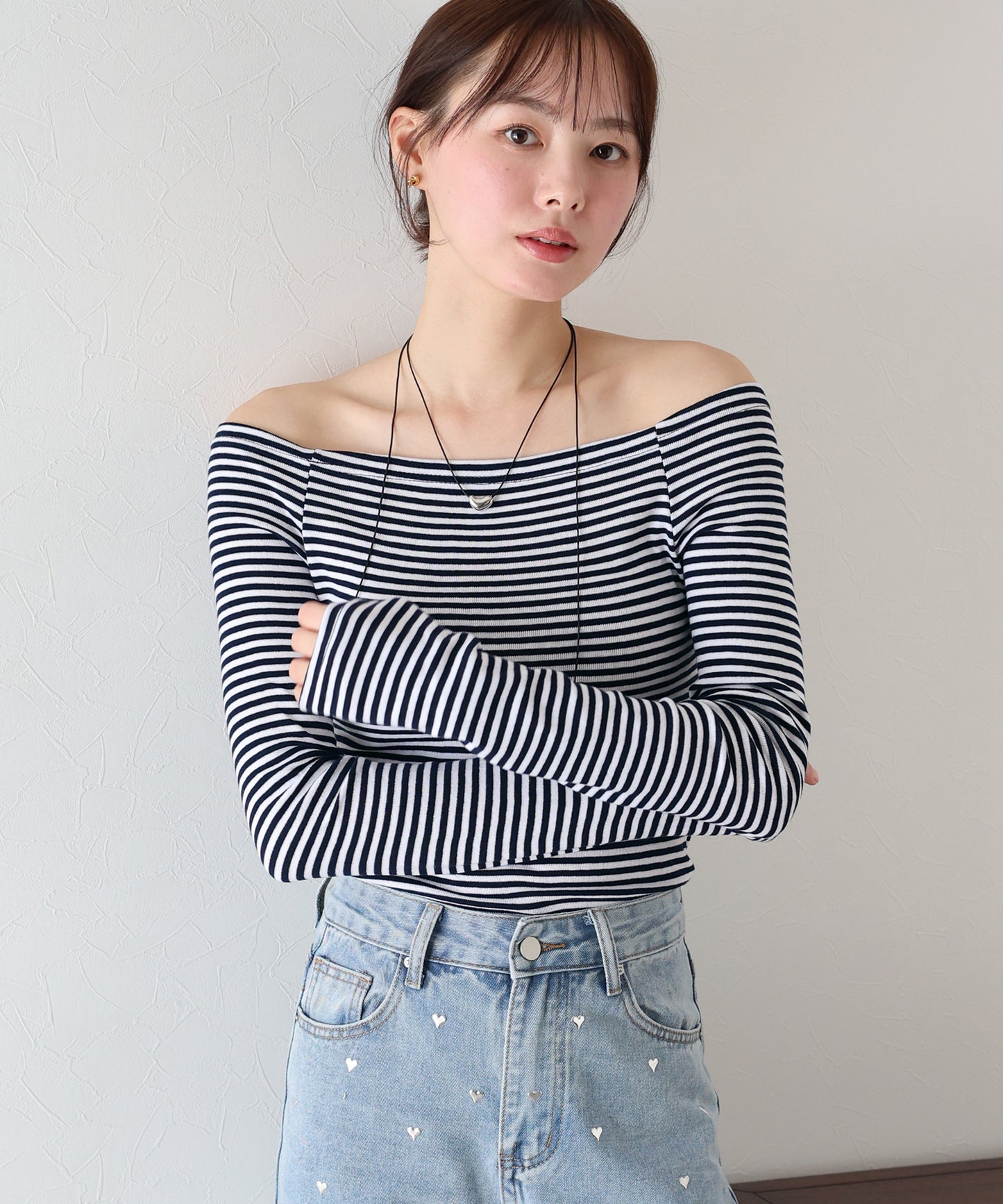 オフショルボーダーTシャツ【ネコポス】