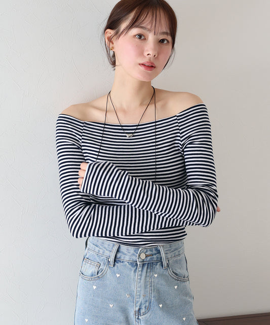 オフショルボーダーTシャツ【ネコポス】