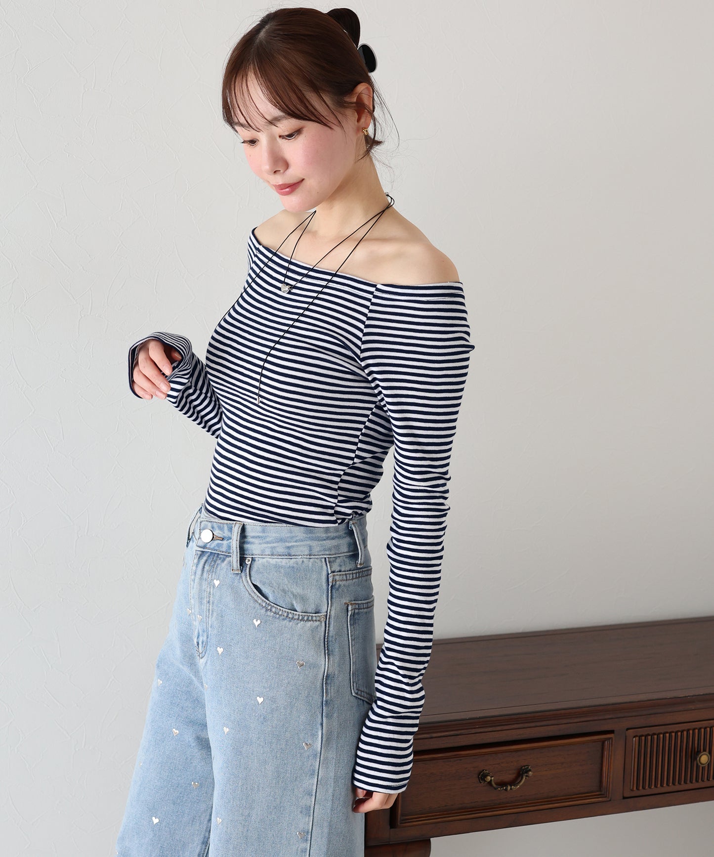 オフショルボーダーTシャツ【ネコポス】