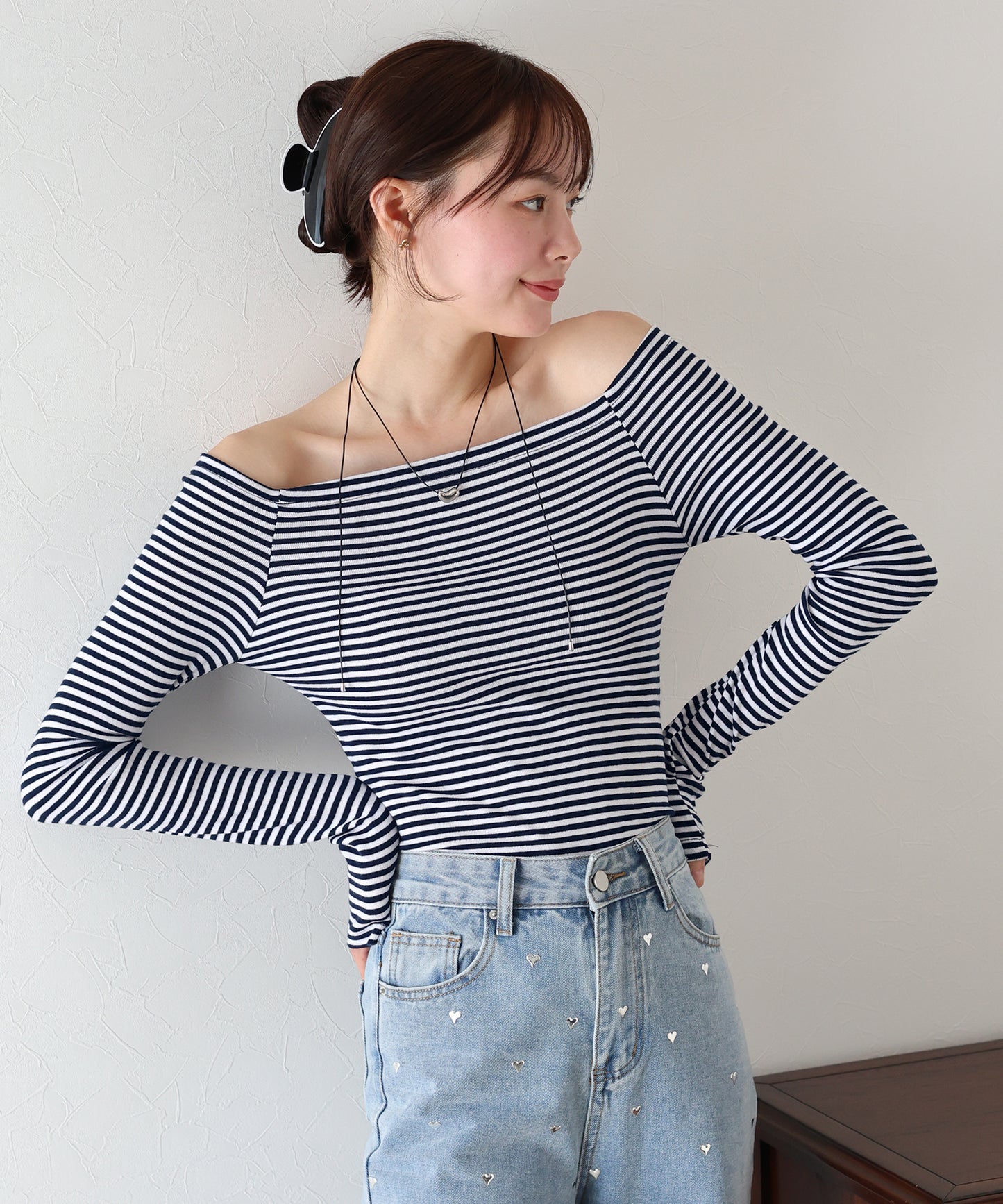 オフショルボーダーTシャツ【ネコポス】