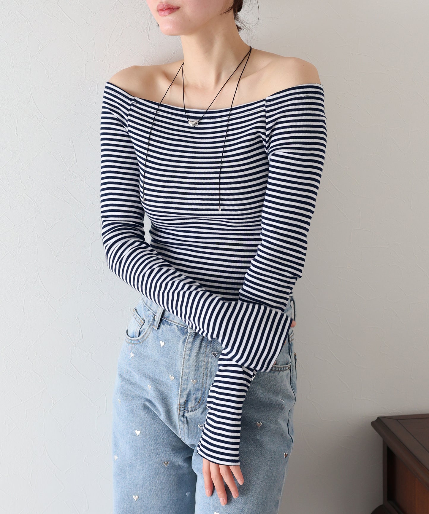 オフショルボーダーTシャツ【ネコポス】