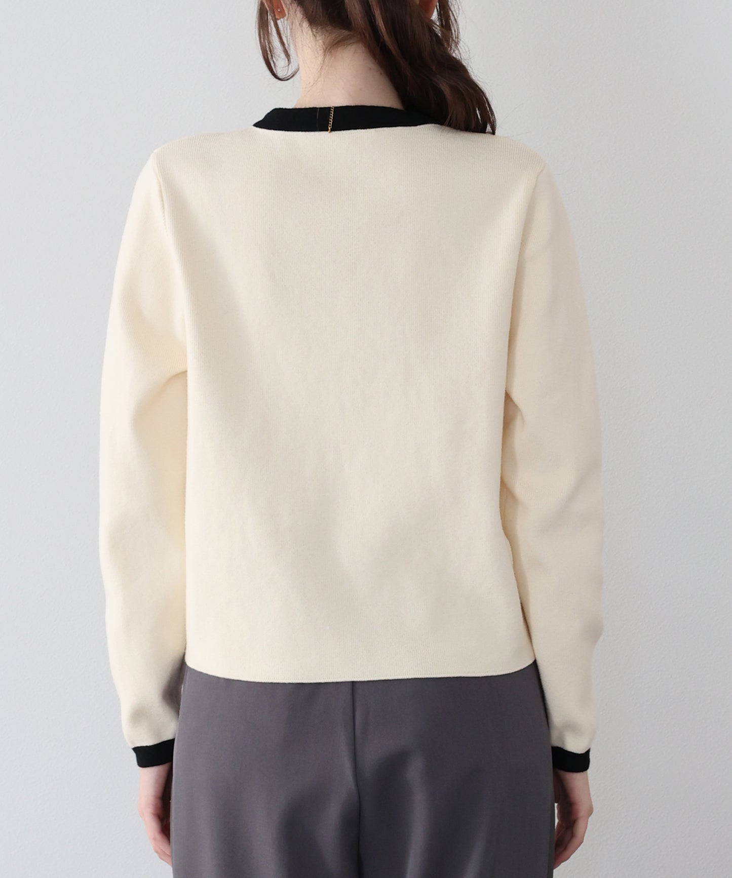 配色リボンカーディガン