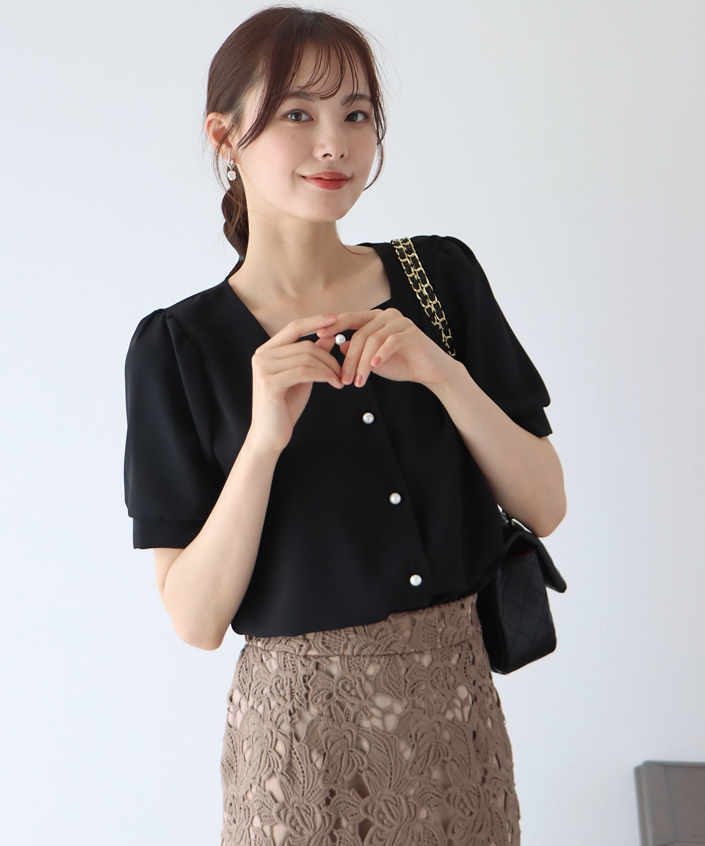 【TIME SALE】パールボタンブラウス【ネコポス】