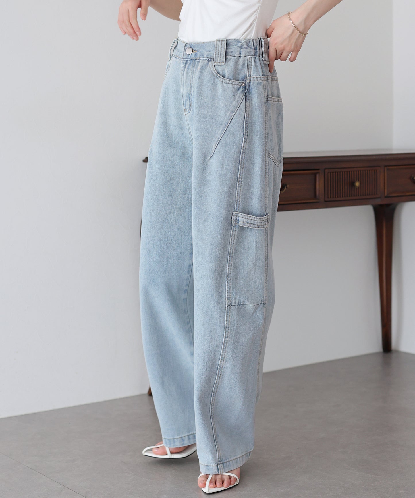 【新商品限定5%OFF(木)】バックゴムペインターカーブデニムパンツ