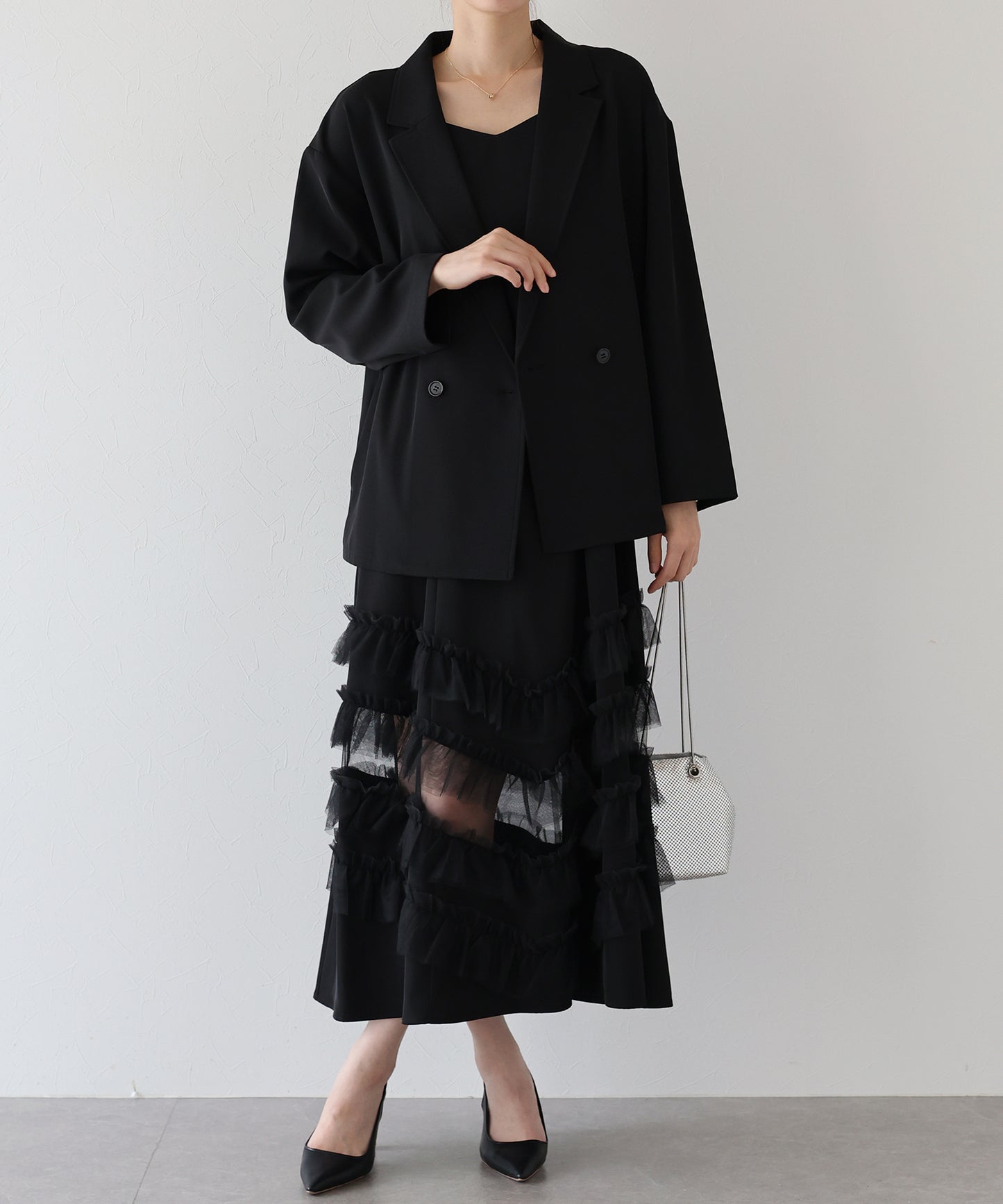 【早割5%OFF】フリルキャミOP×ジャケットセット