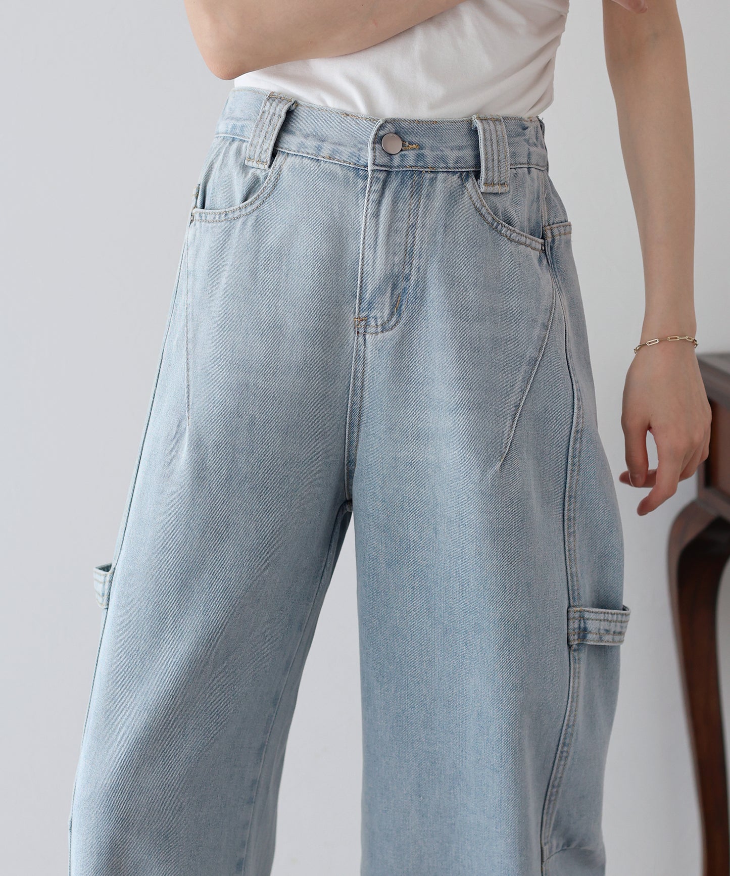 【新商品限定5%OFF(木)】バックゴムペインターカーブデニムパンツ